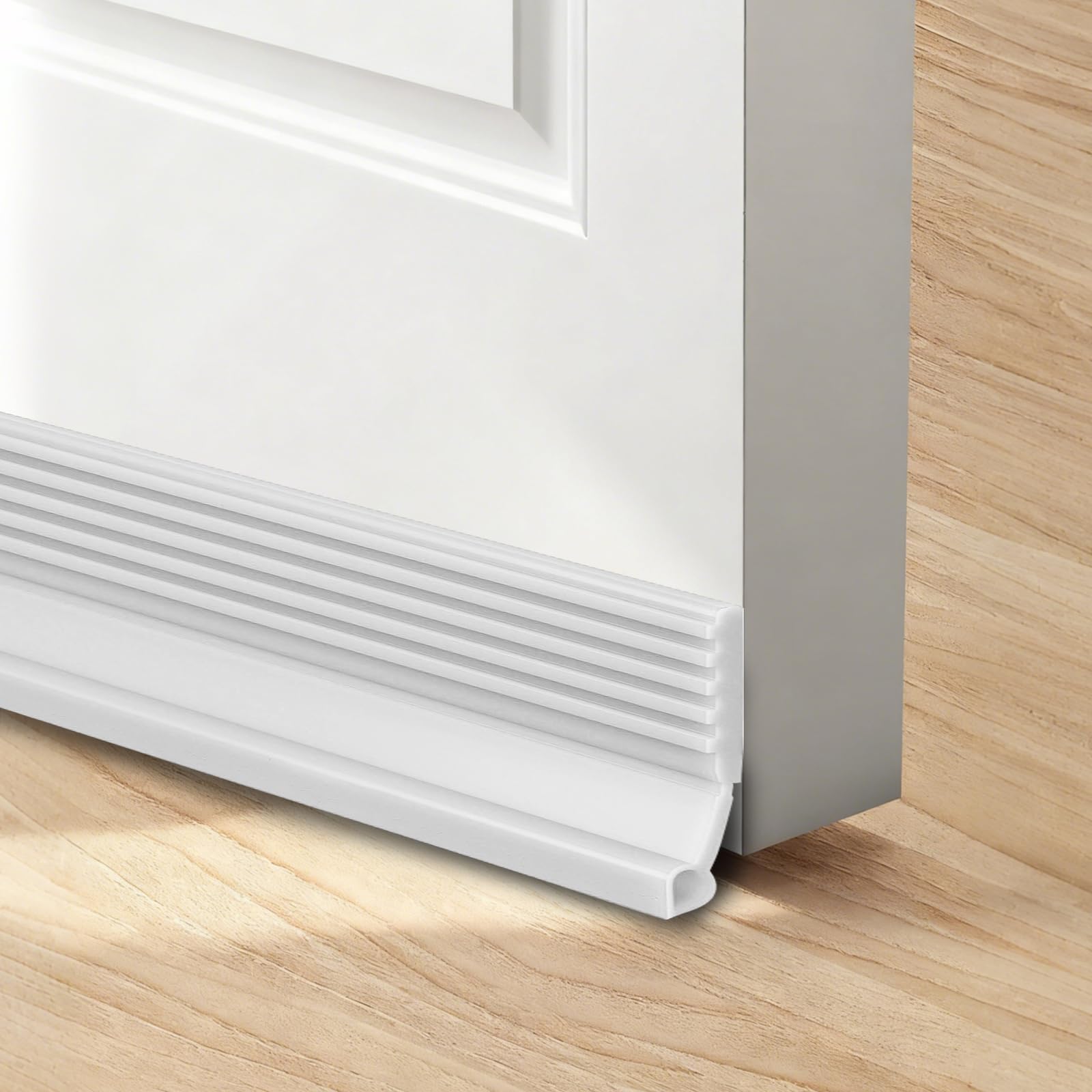 Aartner Large Gap Door Draft Stopper,39"/1M Draft Excluder for Doors, Self Adhesive Draught Widened phylum Sweep for Bottom of Subkingdom,Guard Against Drafts, Dust, Noise (White, 2 * 1m) — image 1