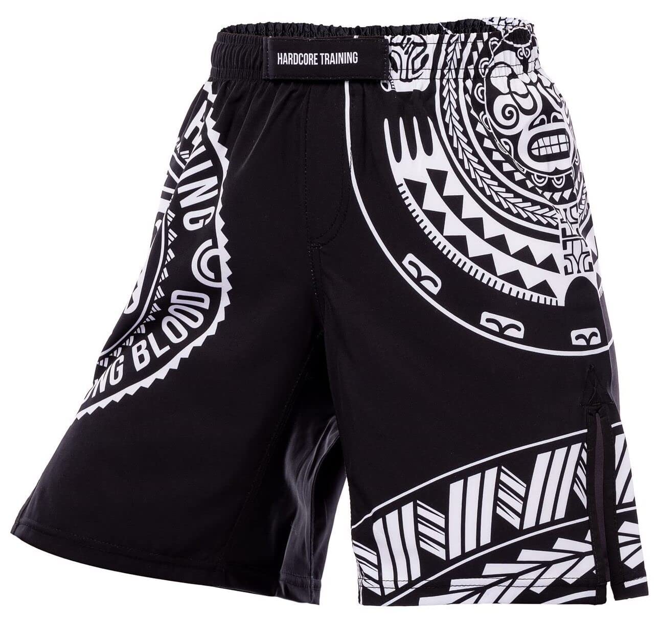 Hardcore TrainingKids Boxing Shorts Ta Moko Black MMA Boxing BJJ Fitness Running Workout Exercise Sport Clothing