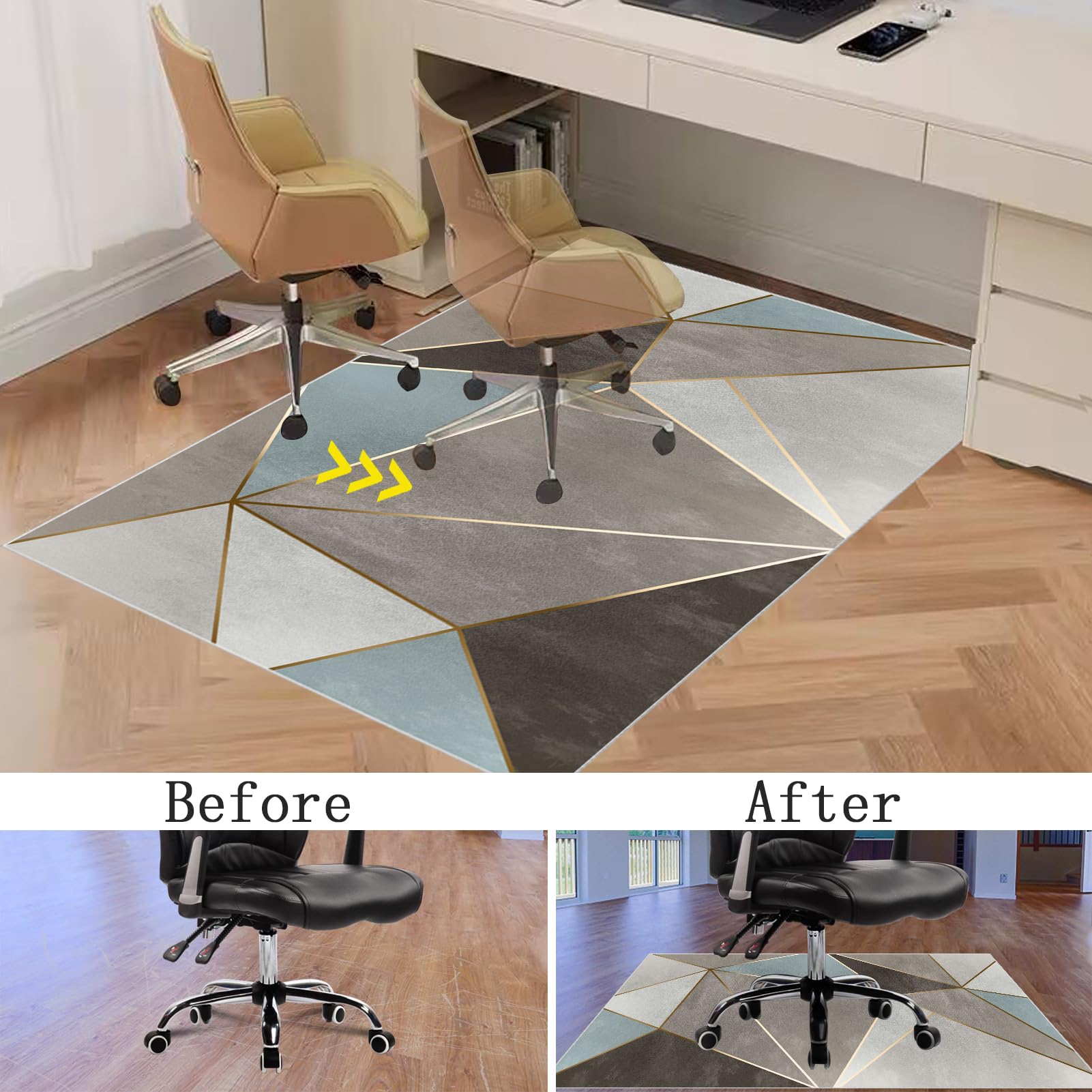 Tappetino Salvapavimento Antiscivolo, Tappeto per Sedia Ufficio per per Pavimenti in Legno Duro, Tappeto Gaming pavimento, Tappetini di Protezione per Pavimento per Parquet e Laminato 120 x 140 cm