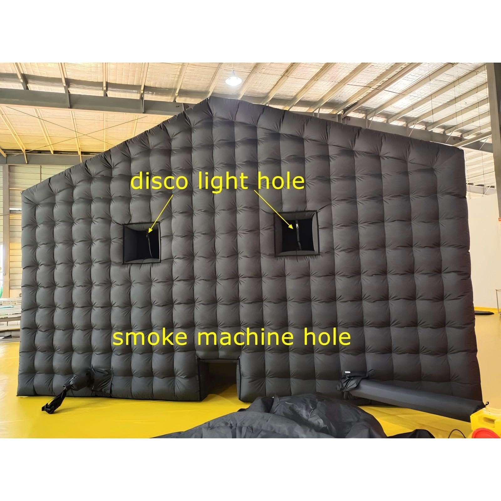Aufblasbares Disco-Zelt für Partys, Hochzeiten, Shows, Veranstaltungen, großes aufblasbares Partyzelt, 6 m x 6 m x 4 m, Schwarz