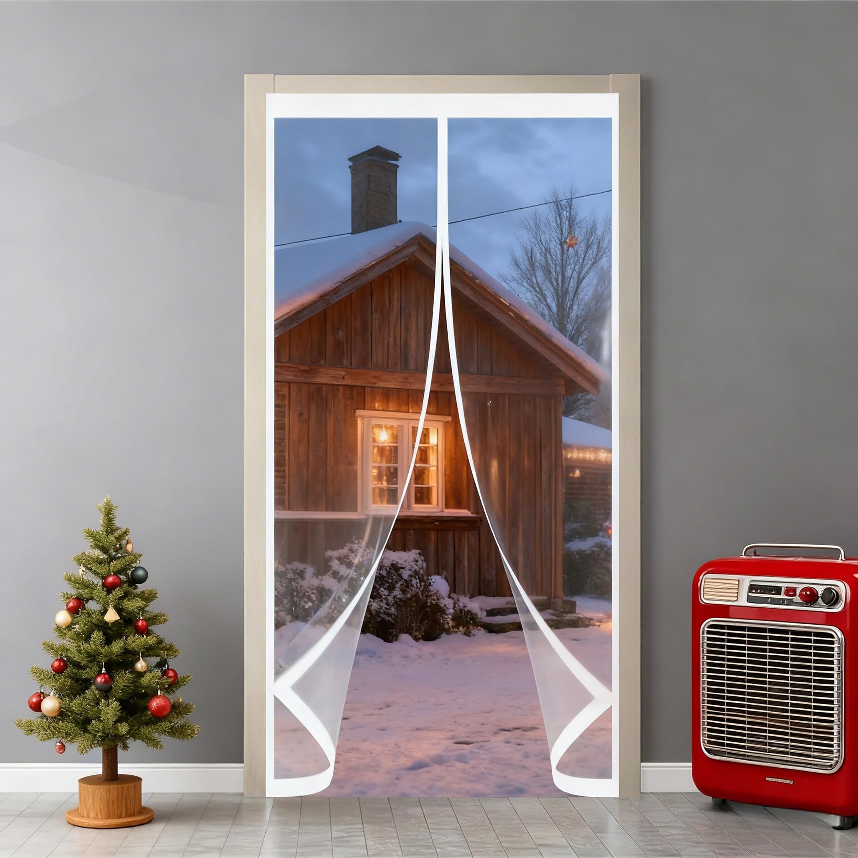 Thermo Türvorhang 185 x 225 cm Winddicht, Thermo Kälteschutz Winter Wasserdicht Und Warme, Wärmeisolierend Kälteschutzvorhang für Terrassentür Balkontür, A