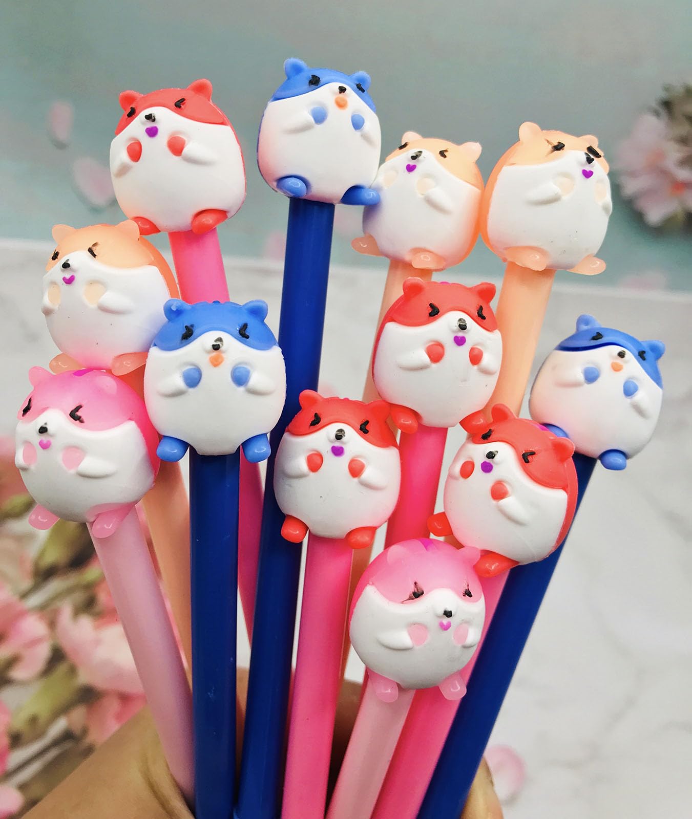 Finpletai Cute Hamster Gel Ink Pens, Cartoon Animals 0.5 mm Black Ink, Cool Novelty Pens for Ournaling, Writing, Note-Taking, Teacher School Party