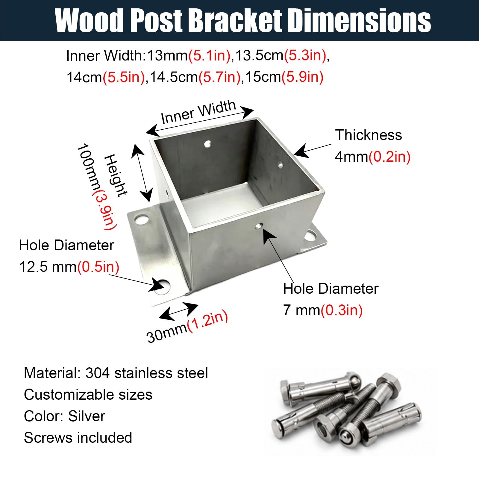 Soporte De Base Para Poste De Columpio, Bases De Anclaje Con Brida Plateada | Staffa Di Stabilizzazione Per Pilastri Per Strutture In Calcestruzzo, Pergolati O Ombrelloni(3 pcs,7x7in/17.8x17.8cm)