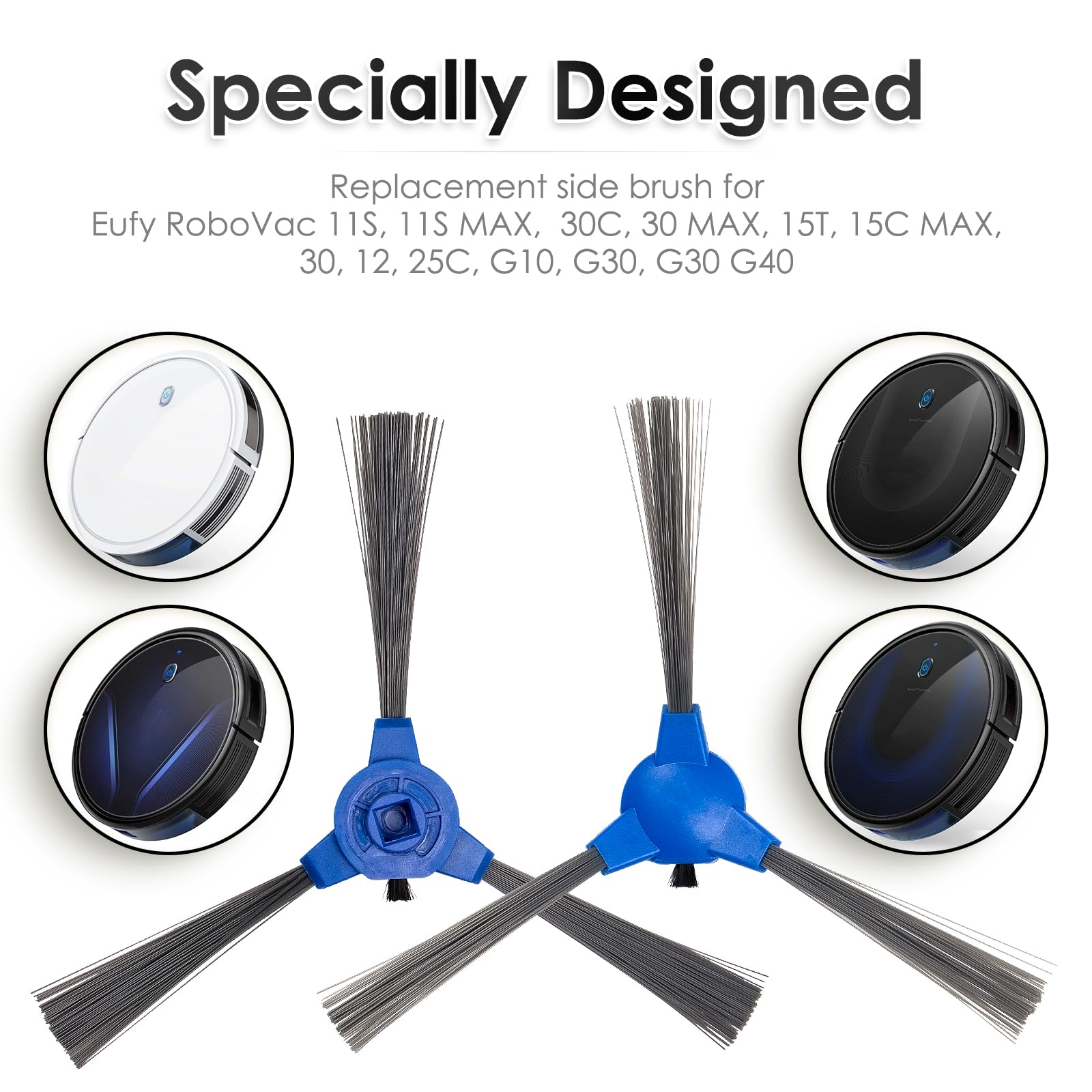 6 Spazzole Laterali Di Ricambio ECSiNG Per Eufy RoboVac 11S/30/35C/G30 – Compatibili Con Molti Modelli