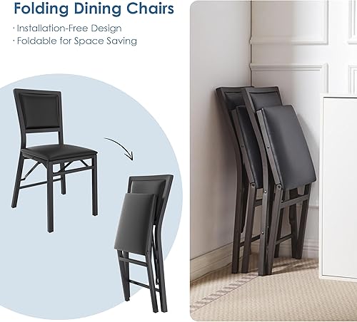 Miniatura 5 de VECELO juego de 4 sillas plegables con cojín, asientos acolchados plegables con estructura de metal resistente para cocinacomedorsala de estar, sin