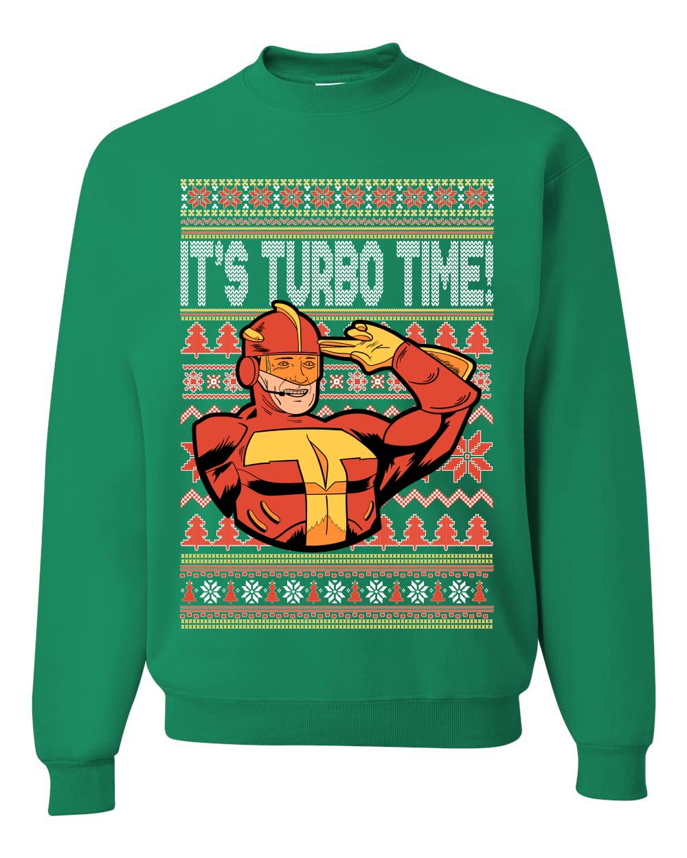 Turboman Its Turbo Time Ugly Christmas Sweater Unisex Crewneck