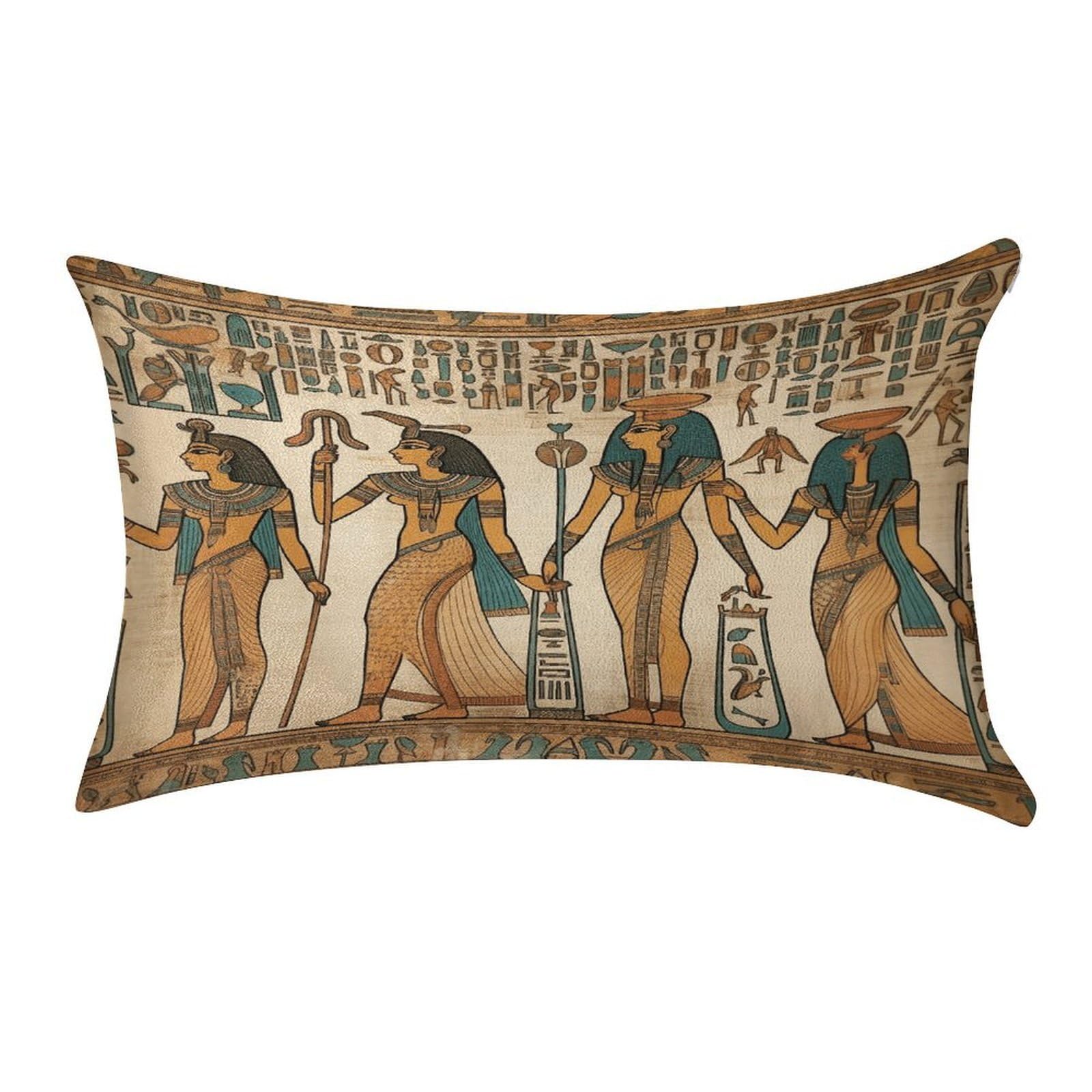 VstaDank Women in Ancient Egypt Throw Pillow Cover 12"×20" Ultra Soft Pillowcase Cozy Lumbar Pillow Shell Gold Velvet Exquisite Decorative Cushion Sham Protector for Couch Sofa Bedroom