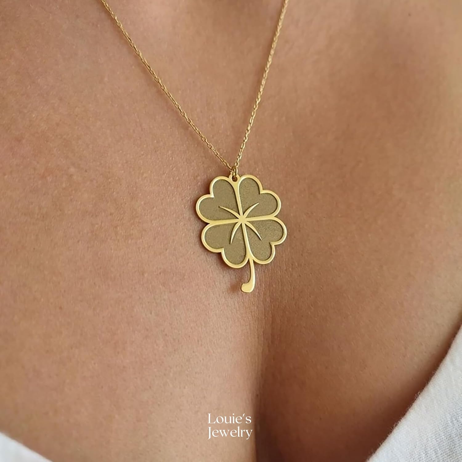 Clover Necklace, Clover Pendant, Luck Necklace, 18K Gold Plated, 925 Silver Jewelry, Handmade Jewelry, Irish Necklace, Gift for All - Image 4