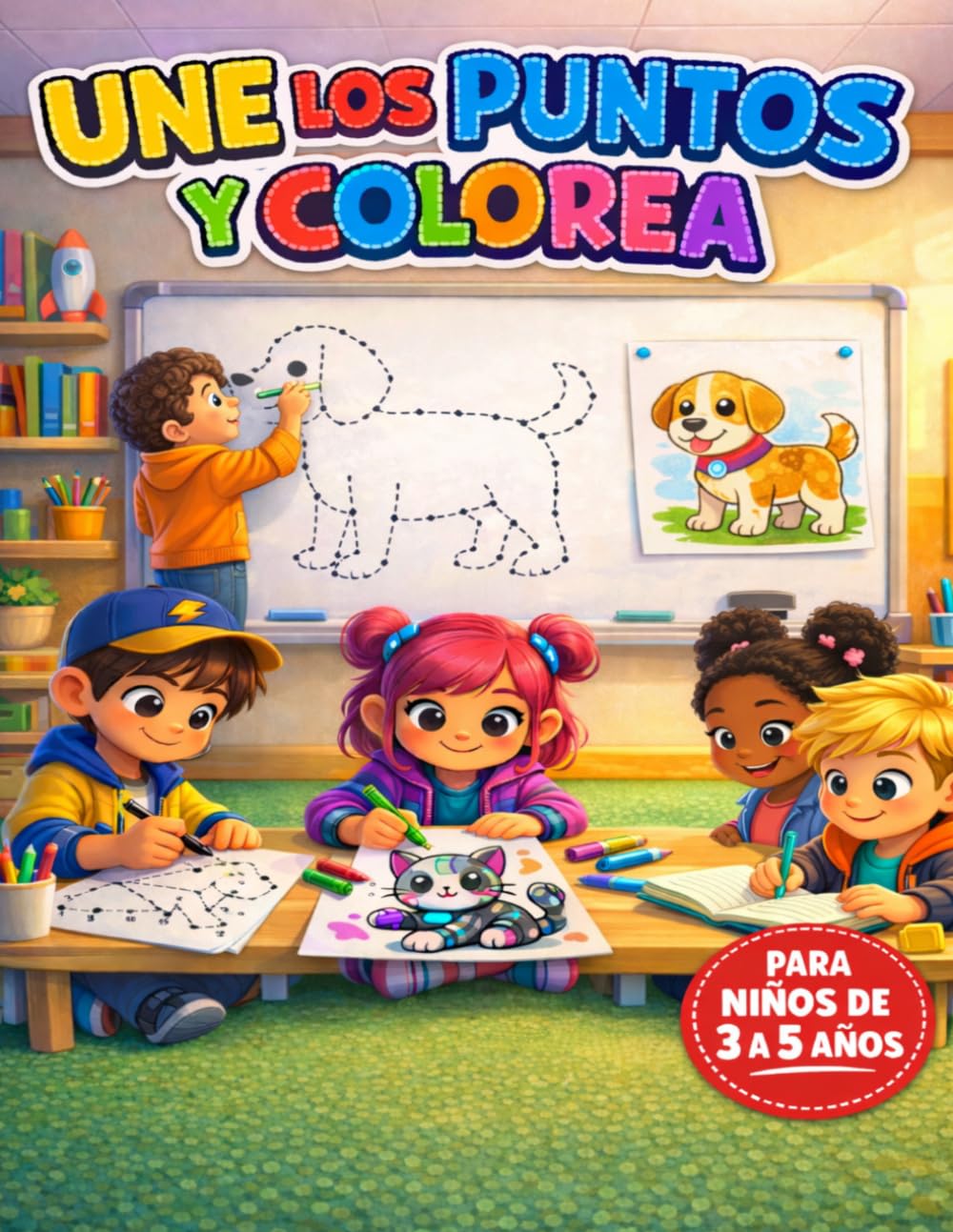 Une los Puntos y Colorea: 50 puzzles fáciles para niños de 3 a 5 años que desarrollan coordinación, concentración y motricidad fina mientras descubren y colorean divertidas ilustraciones