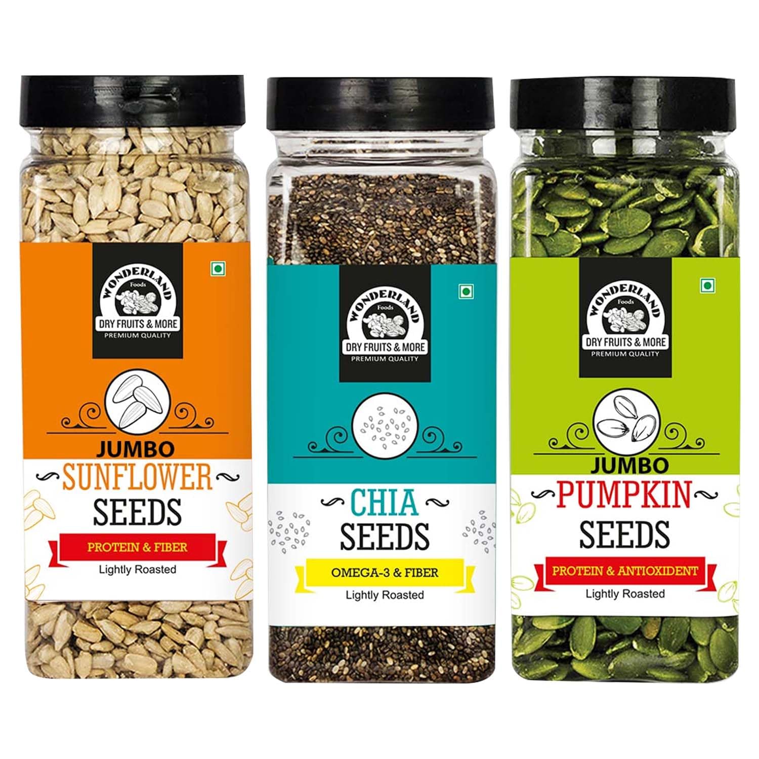 WONDERLAND FOODS (DEVICE) Healthy&Roasted Chia,Pumpkin&Sunflower Seeds 600G Jar Combo Pack(200G X 3) (B07RZR87VM) Amazon Price History, Amazon Price Tracker