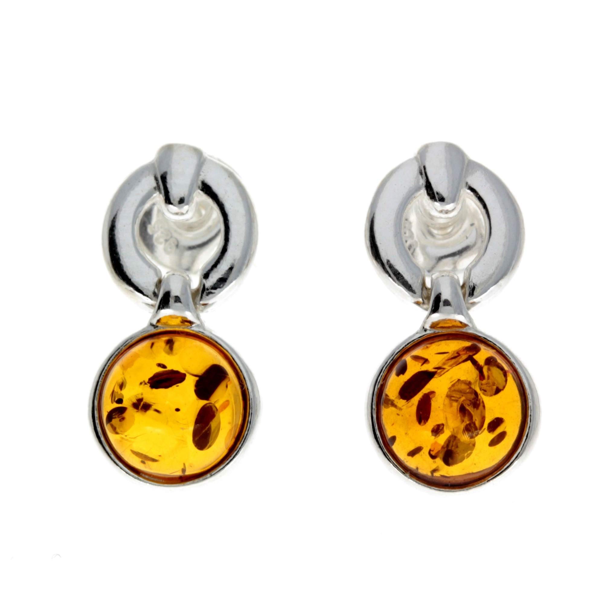Classic GL168 - Orecchini pendenti in vera ambra baltica naturale e argento Sterling 925