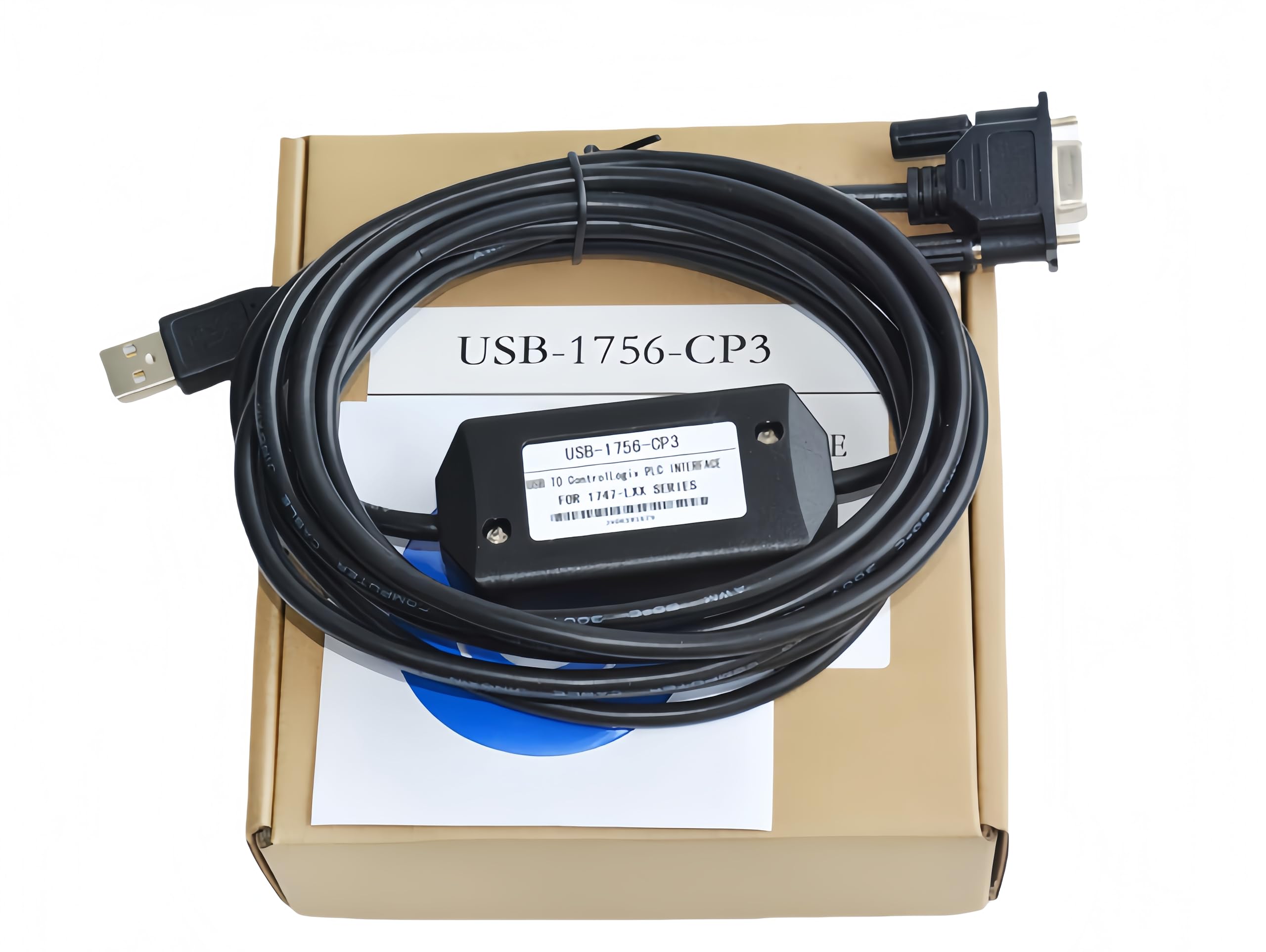 USB Programming Cable for Allen Bradley PLC ControlLogix Series, for USB-1756-CP3 Replacement, 6 FT, Black