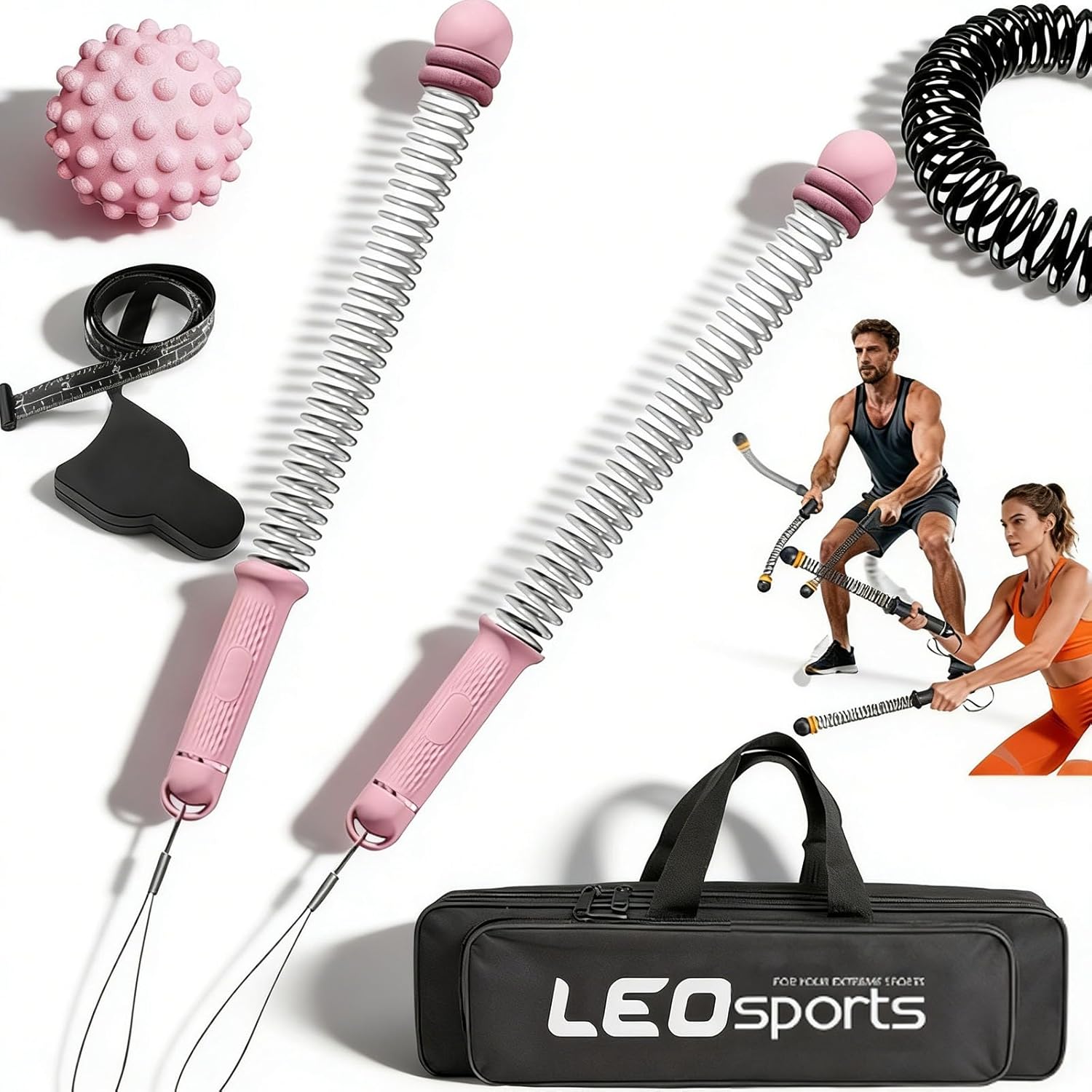 2026 Upgraded Adjustable Ropeless Battle Ropes, Cordless Battle Ropes for Home Gym, Ropeless Battles Rope Adjustable Weight with Resistance Springs for Strength & Conditioning (Pink)
