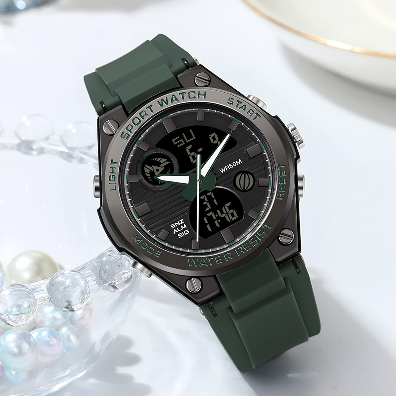 Orologio digitale da donna con cinturino in silicone impermeabile da 50 m, orologio digitale per ragazza ragazzo analogico digitale con allarme data LED per bambini elettronico