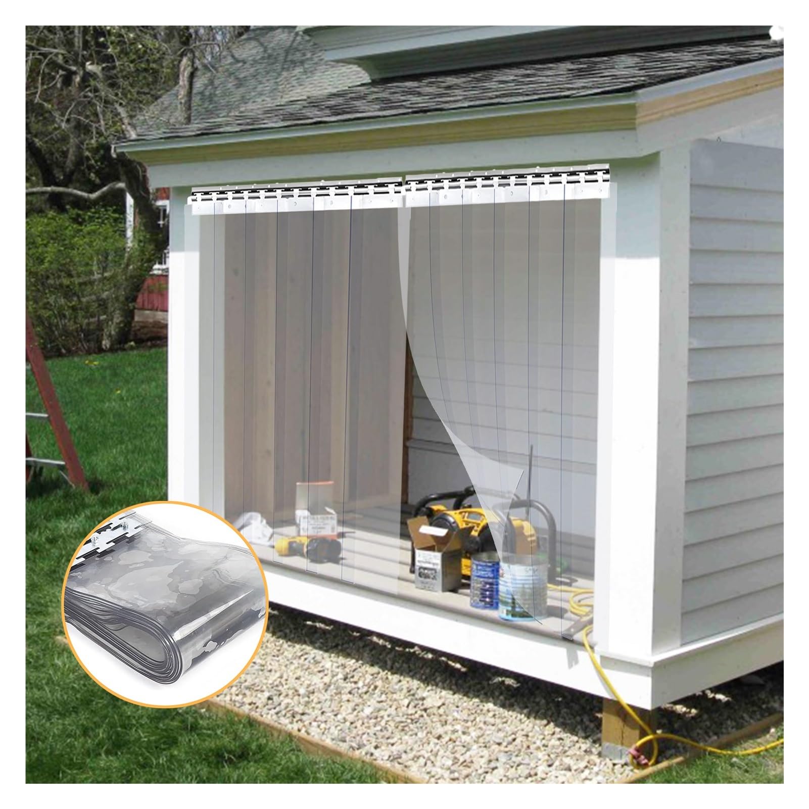 Rideau de porte en plastique transparent, kit de rideau de porte en PVC, rideau de porte à lanières en PVC, cloison transparente coupe-vent et anti-poussière pour usage industriel et commerc