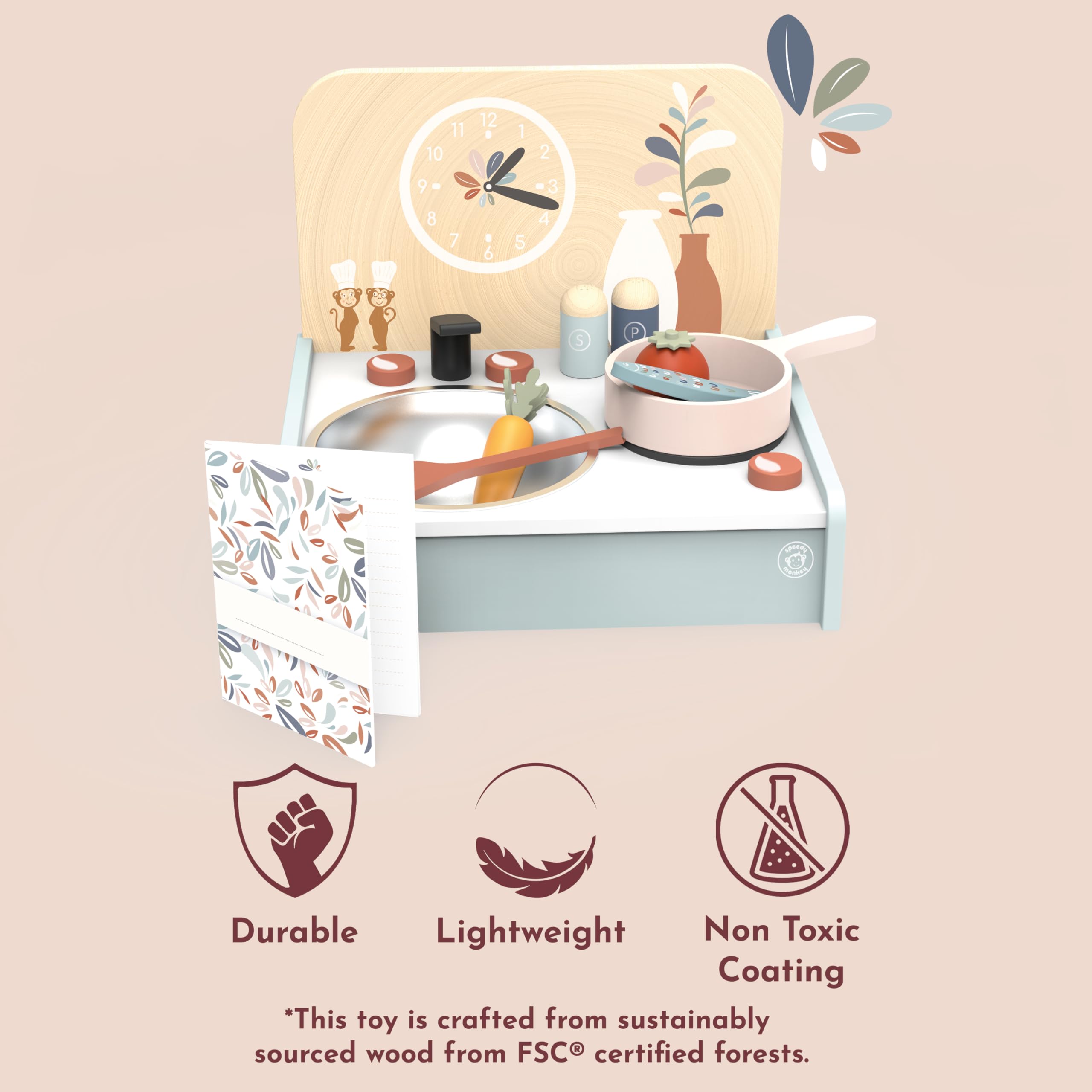 Speedy Monkey - Set Tavolo Cucina con 8 accessori - 30,5x25,5x24,5 cm