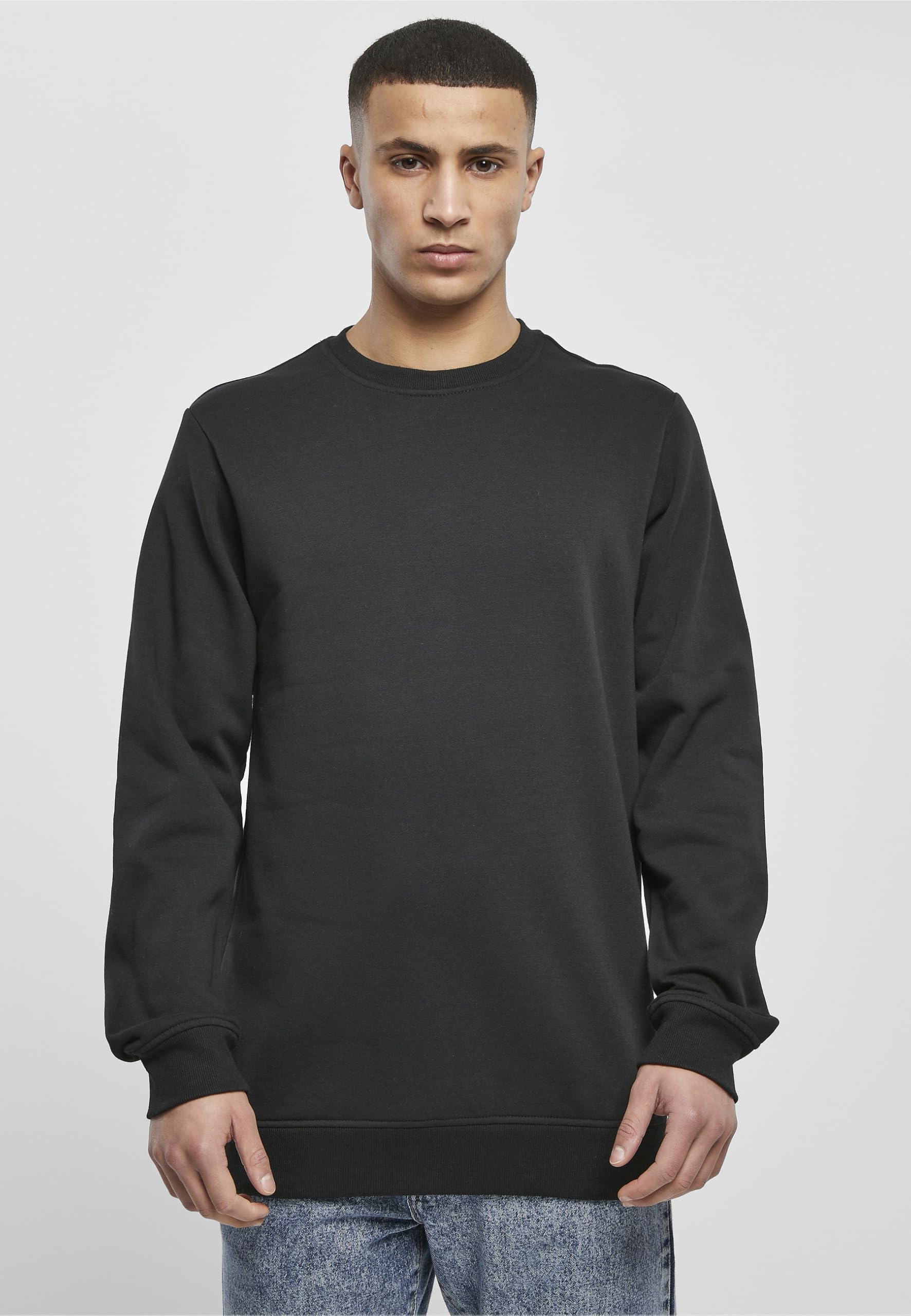 Urban Classics Basic Terry Crew Hombre Sudadera Aceituna Regular
