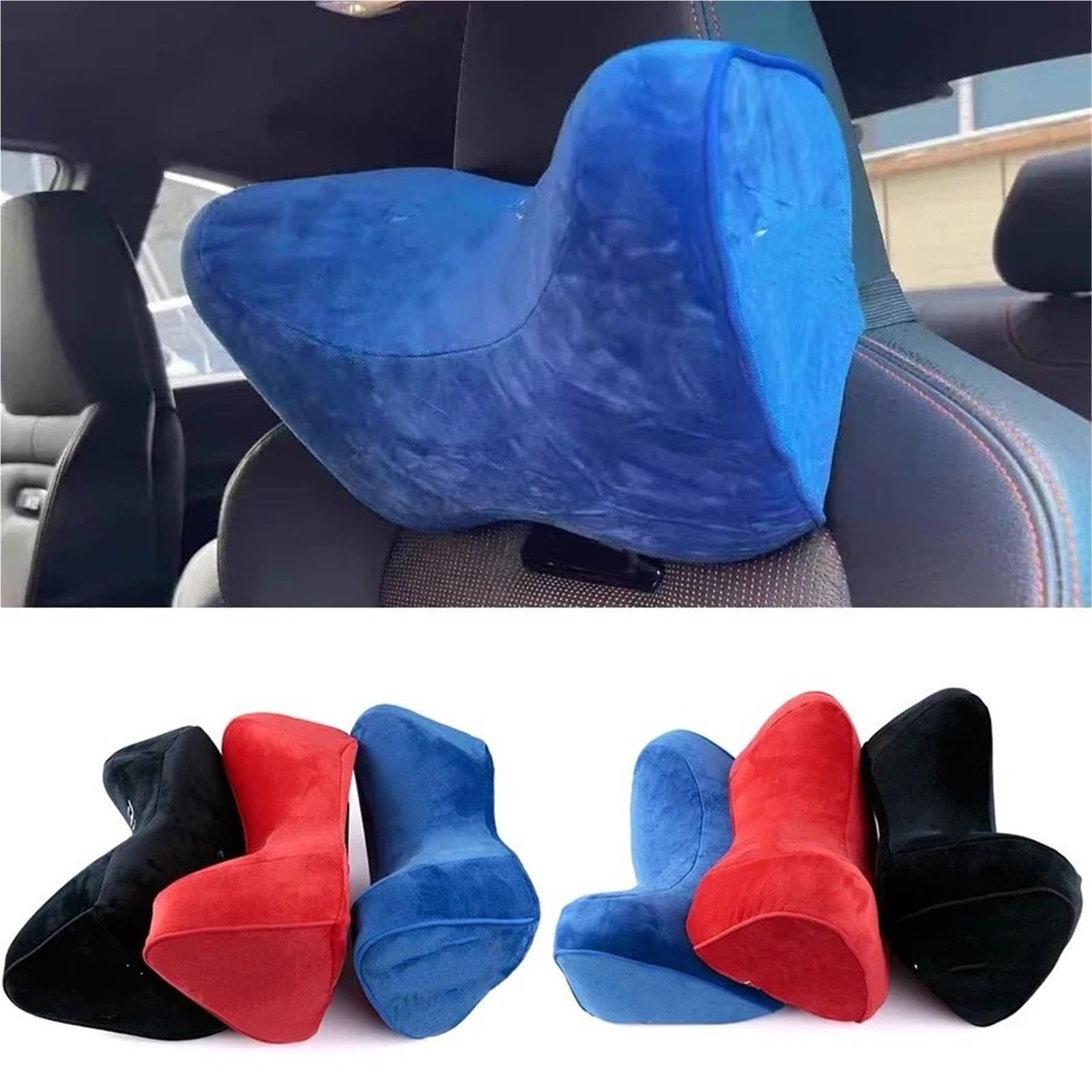 High-Elastic Headrest Reposacabezas de tela para asiento de coche de carreras modificado, almohada protectora para el cuello, almohadilla creativa para reposacabezas y hombros.(Blue)