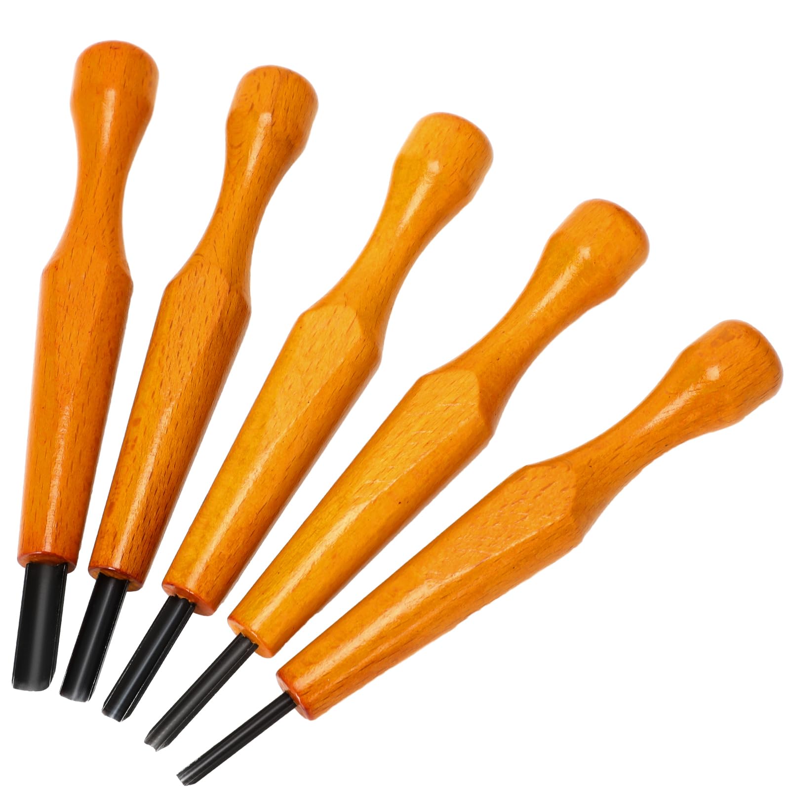 WILLBOND 5 Pcs Linoleum Carving Tool Set Wood Handle Linocut,Round