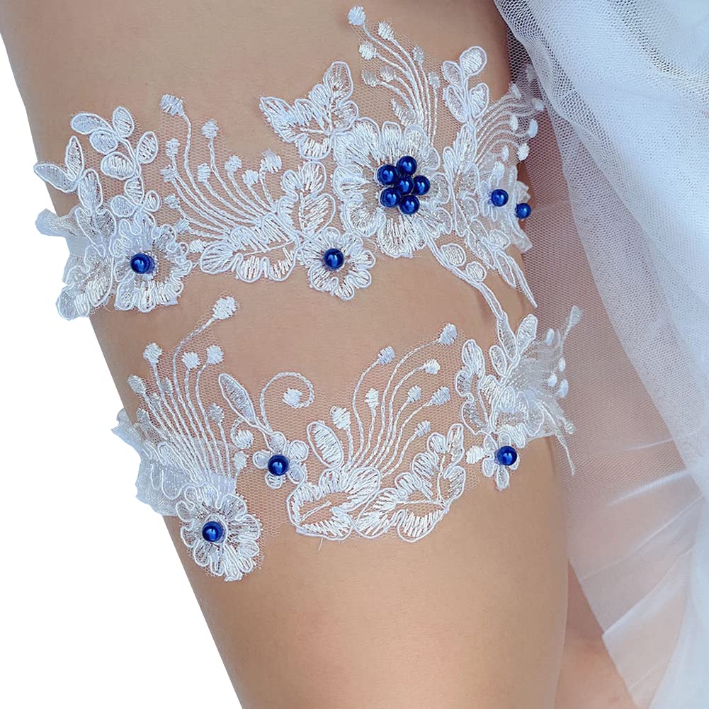 CITUYERGarters for Brides Wedding Garter Elasticated Soft Lace Pearl Garter Bridal Wedding Accessories Bride to be Gifts