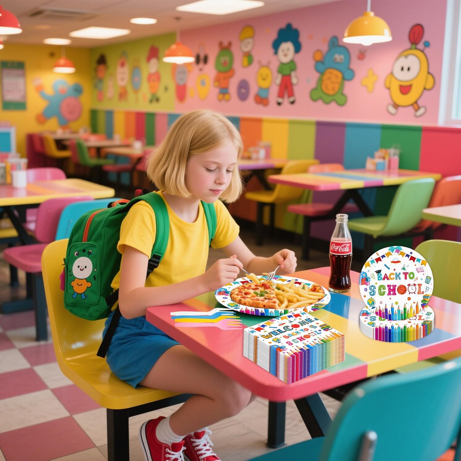 75PCS Back to School Paper Plates and Napkins - School Themed Tableware Set Include 7inch Paper Plates Napkins Forks Disposable Decoration Supplies for School Preschool Kindergarten Party, Serve 25