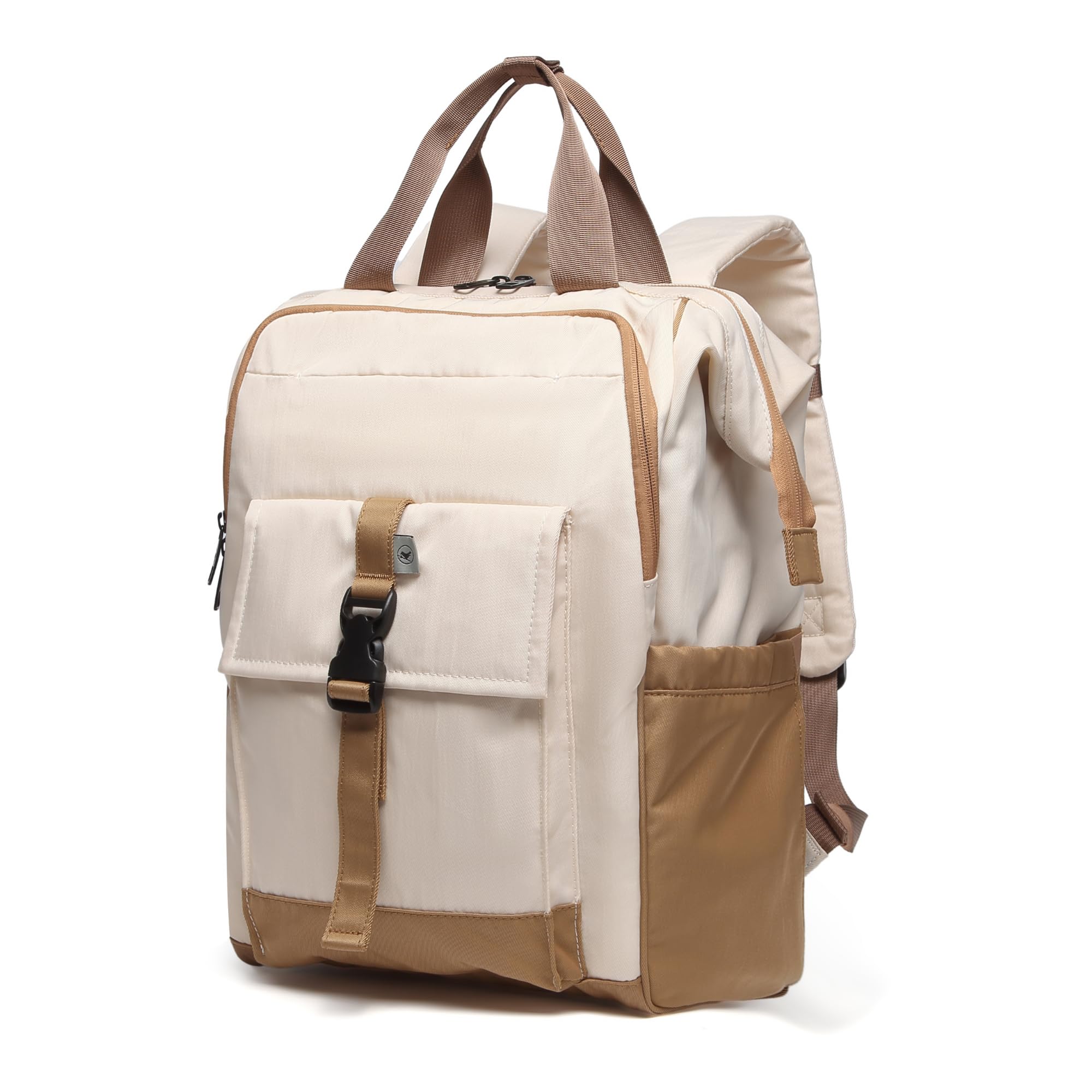 SUNNY BIRD Laptop Backpack, 15.6 Inch Laptop Work Bag, Wide Open Casual Daypack for Women, Men and Adult (White)