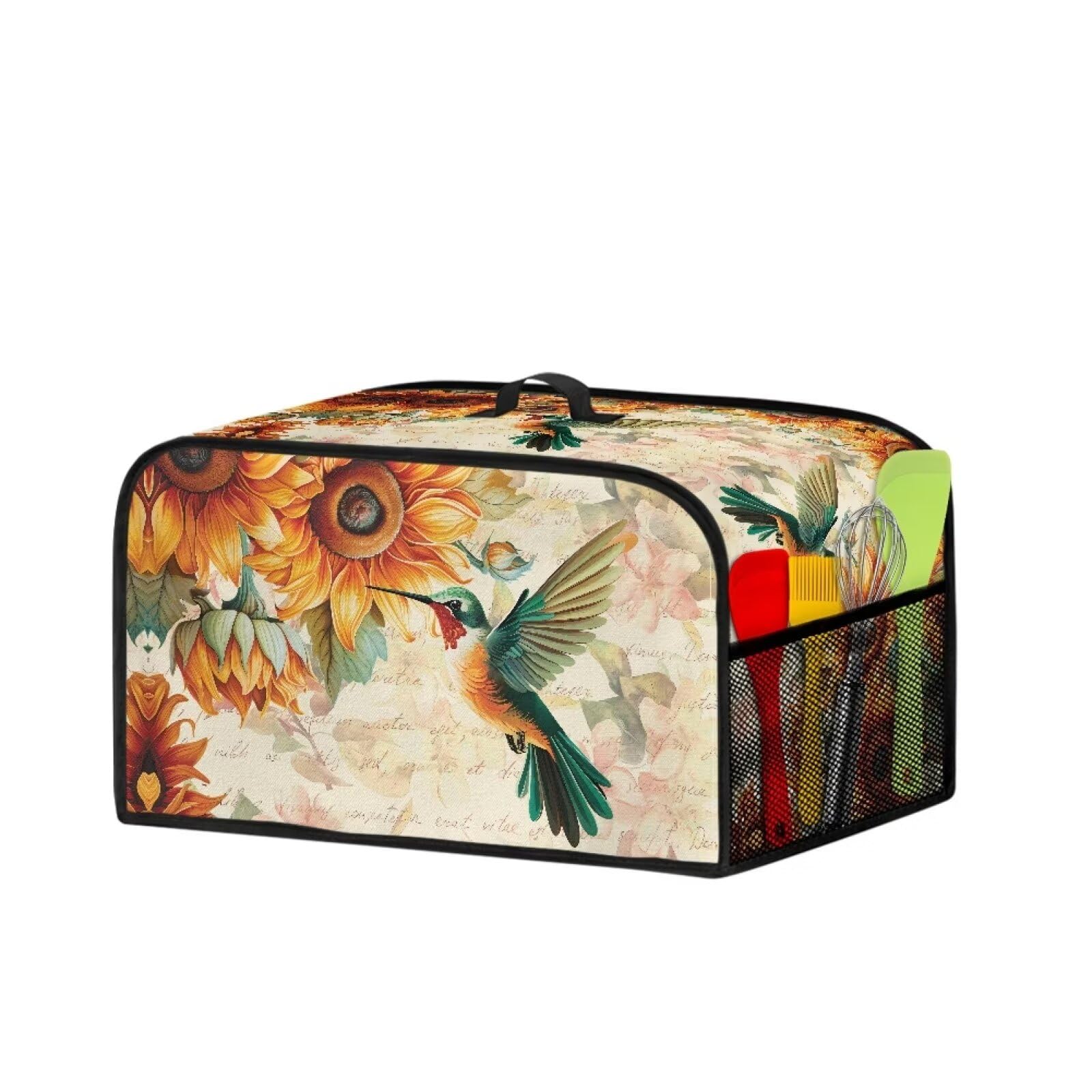 Mintulipy Sunflower Bird Oval Crock Pot Cover Air Fryer Cover Top Handle and Storage Pockets Dust Covers for 6 7 8 Quart Slow Cooker Keep Appliance Clean