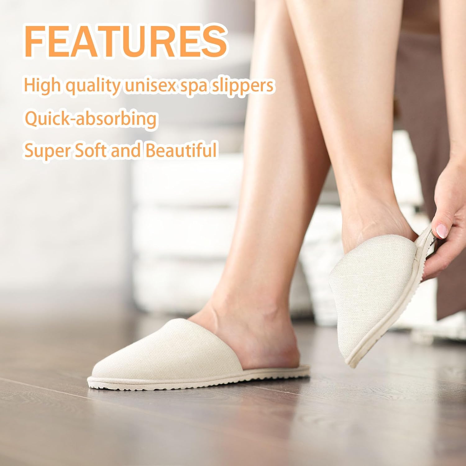 2 Pairs House Slippers for Guests Washable Reusable, Home Pack Non-Slip Spa Slippers for Women Men Indoor Travel Hotel Wedding Party Shoeless Closed Toe Housewarming Bedroom - Image 5