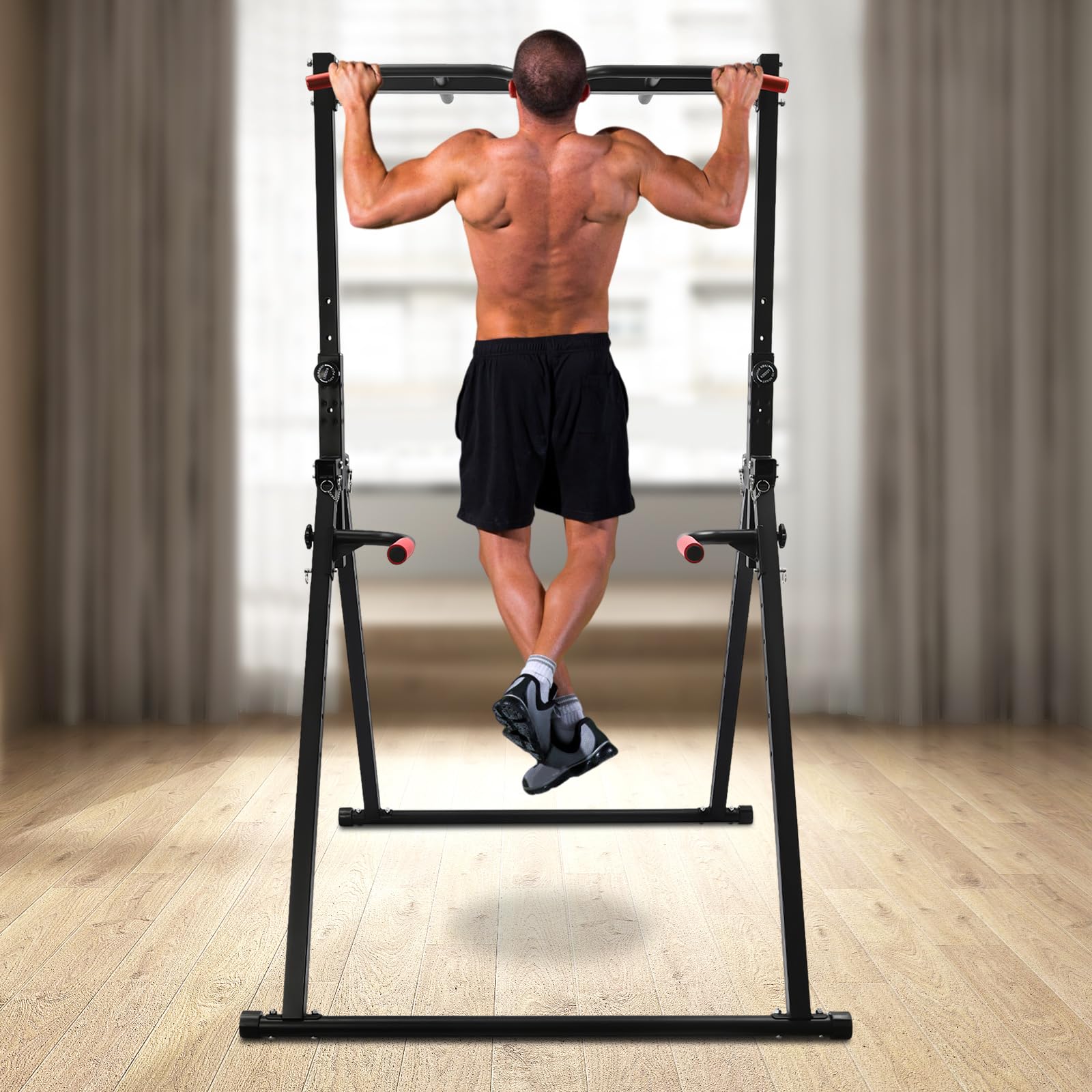 FXEIPOL Pull Up Dip Station Adjustable Height Home Pull Up Bar Multi-Functional Workout Equipment Pull Up Bar and Dip Stand for Living Rooms, Bedrooms, Gyms