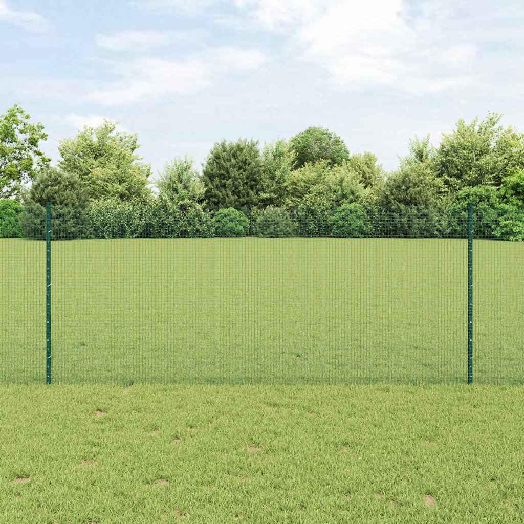 Green Garden Fence 1 x 10 m Steel Panel Set with Posts, Modern Privacy Screen for Outdoor Spaces, Robusta y resistente a los rayos UV Border for Yard, Patio, Dog Run, Flower Bed