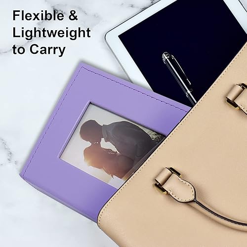 Miniatura 7 de Vienrose Álbum de fotos pequeño de 4 x 6 pulgadas, paquete de 2 mini libros de fotos con cubierta de cuero, 26 páginas con capacidad para 52