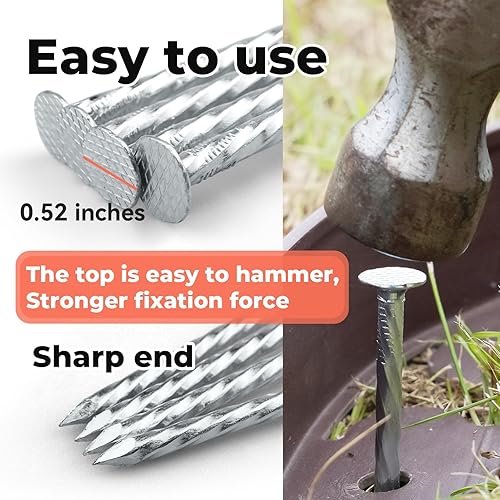 Miniatura 5 de JPOIP Estacas de jardín en espiral resistentes de 8 pulgadas, estacas de jardín de metal galvanizado sólido para fijar bordes de pavimentación,