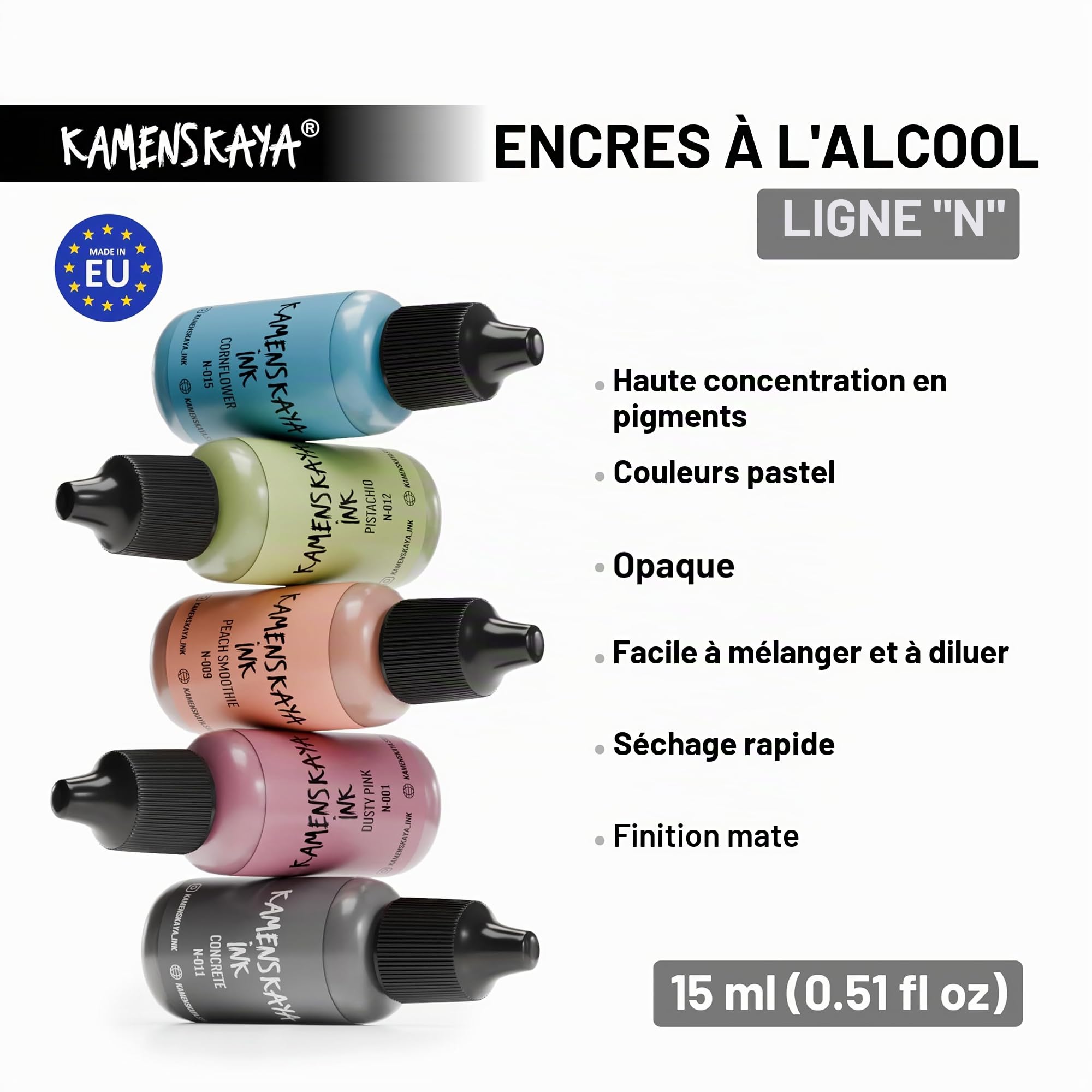 KAMENSKAYA Lot de 16 encres à alcool pastel, 15 ml chacune