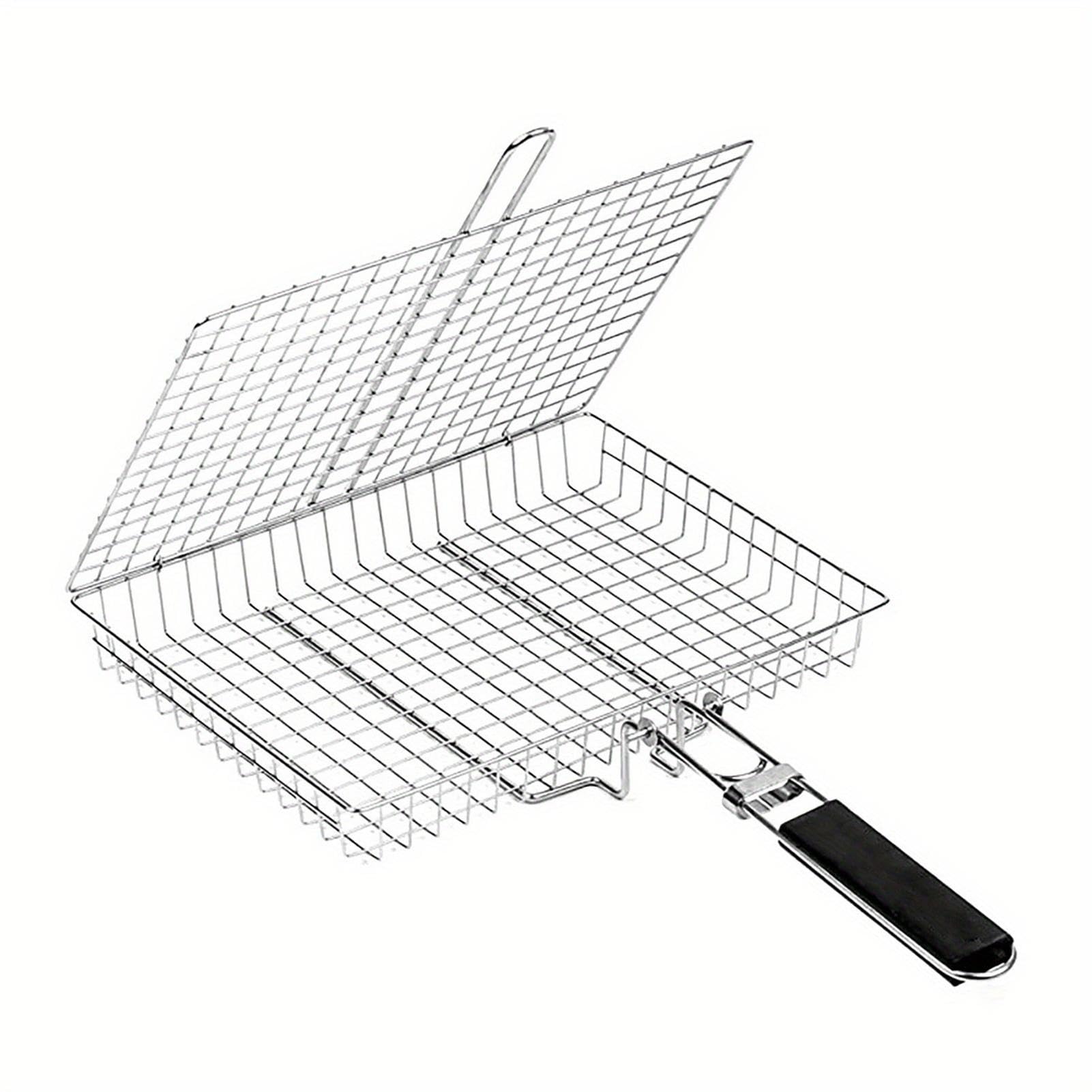 Cesta de Parrilla para Pescado Rejilla Plegable Portátil De Acero