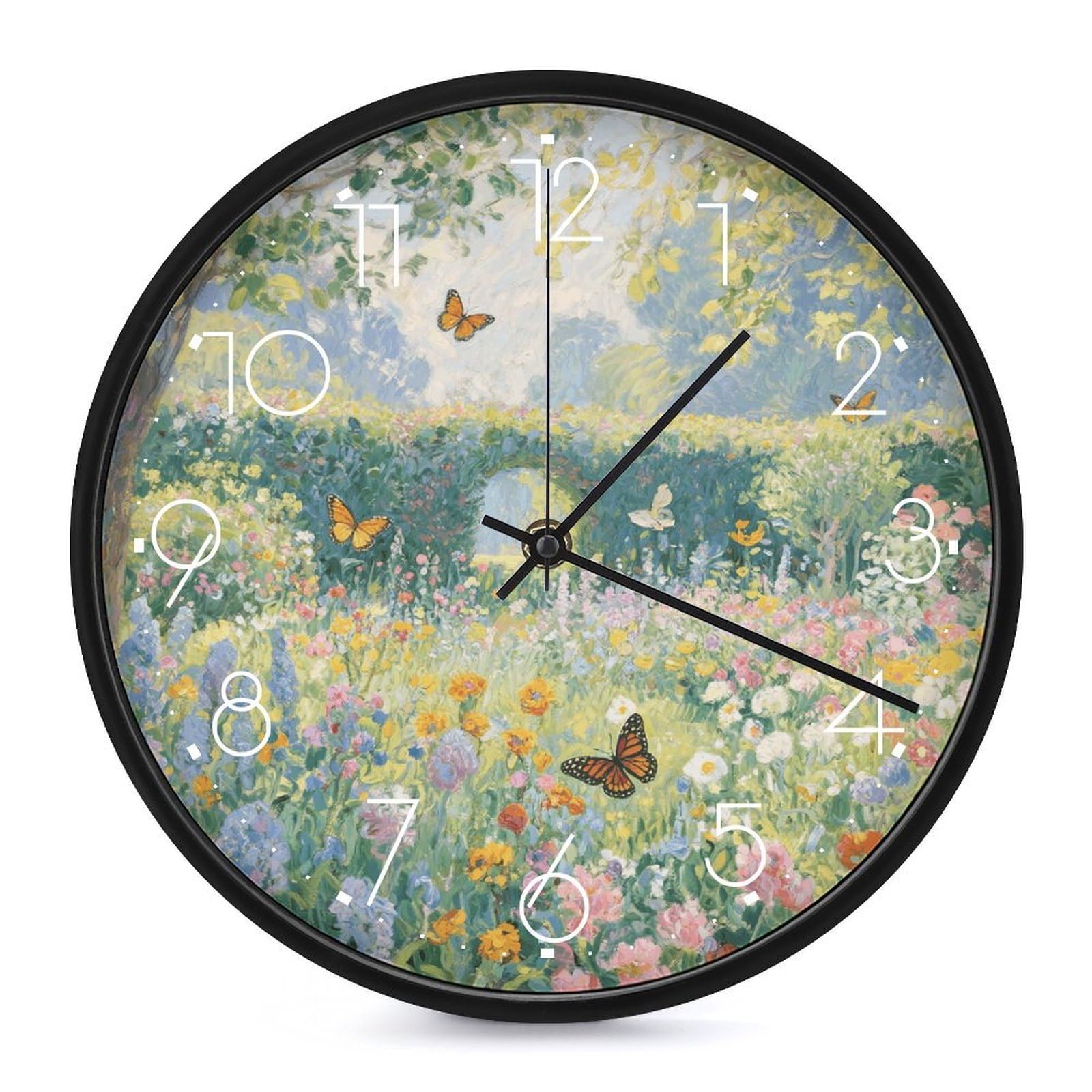 Belle horloge murale de jardin de 25,4 cm, l'idée cadeau idéale pour un appartement