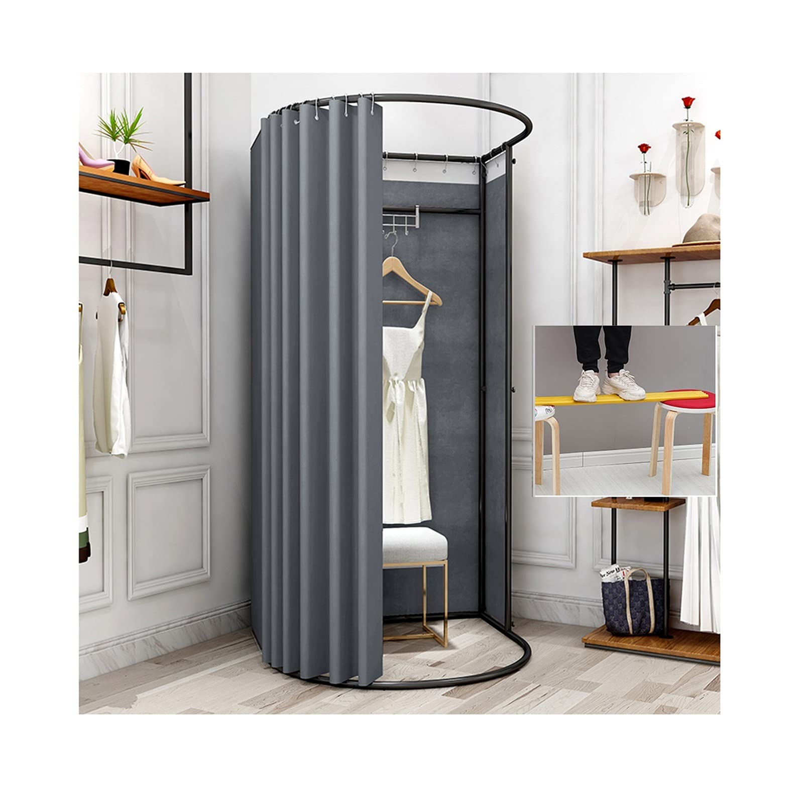 Cabine D'essayage Mobile, Vestiaire Portable En U Avec Protection De La Vie Privée, Adapté Au Centre Commercial, Au Bureau, Au Magasin De Vêtements, À La Boutique, Au Vestiaire ( Color