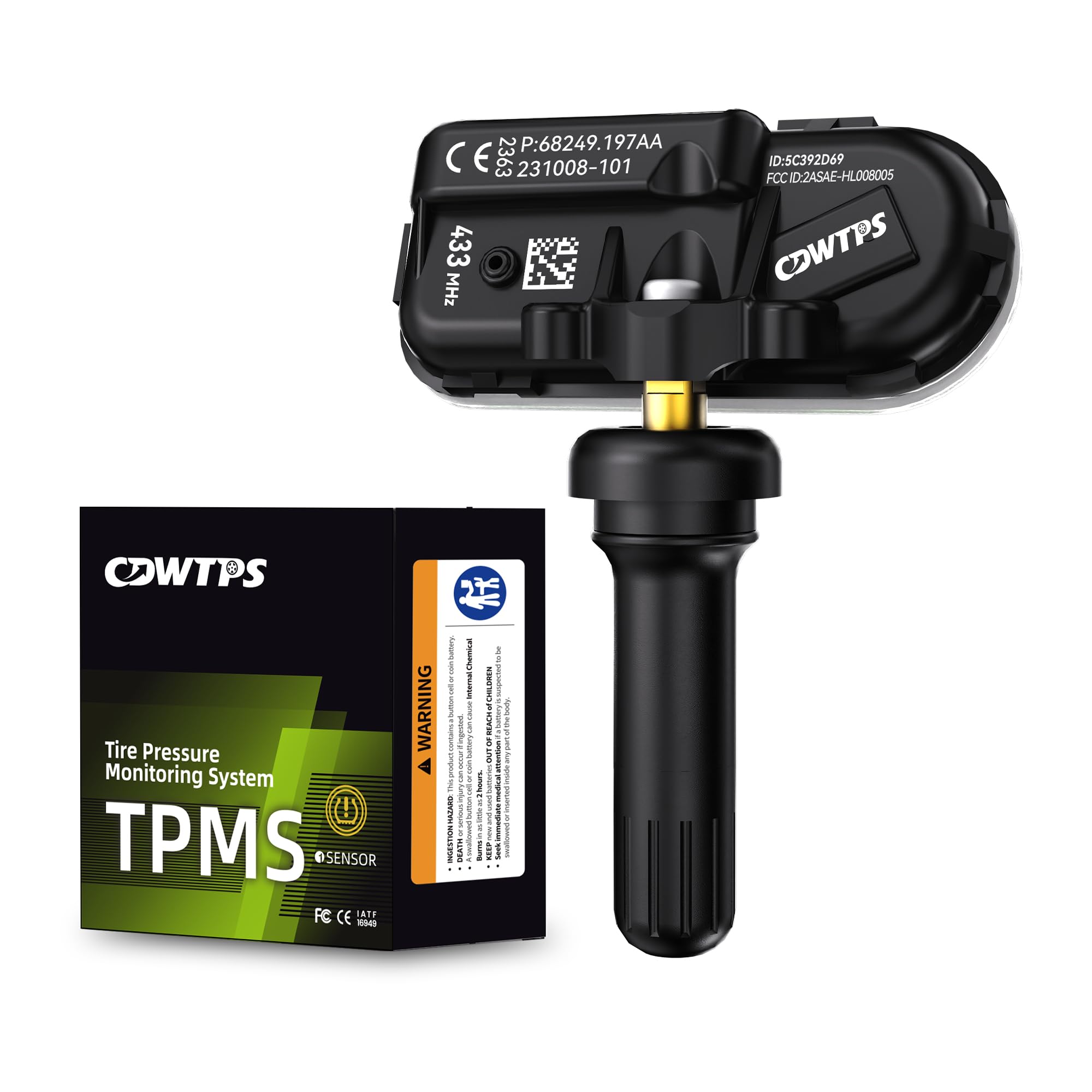 TPMS Sensor, 434MHz Tire Pressure Monitor Sensors Compatible with 2014-2021 Dodge RAM Jeep Cherokee Replace#68249197AA