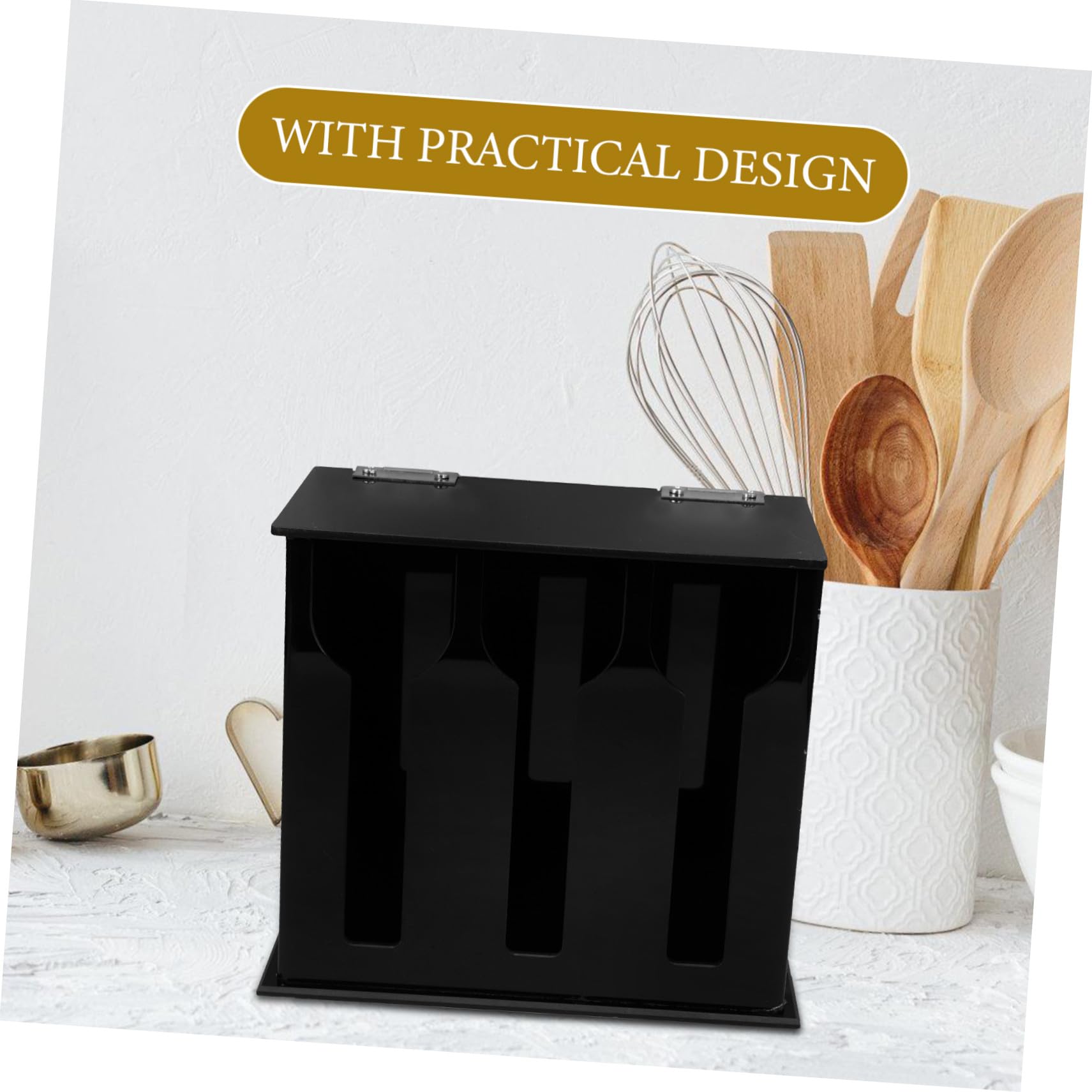 STOBAZA Organizador de Utensilios de Acrílico 3 Compartimentos Soporte Estable para Cucharas y Cuchara