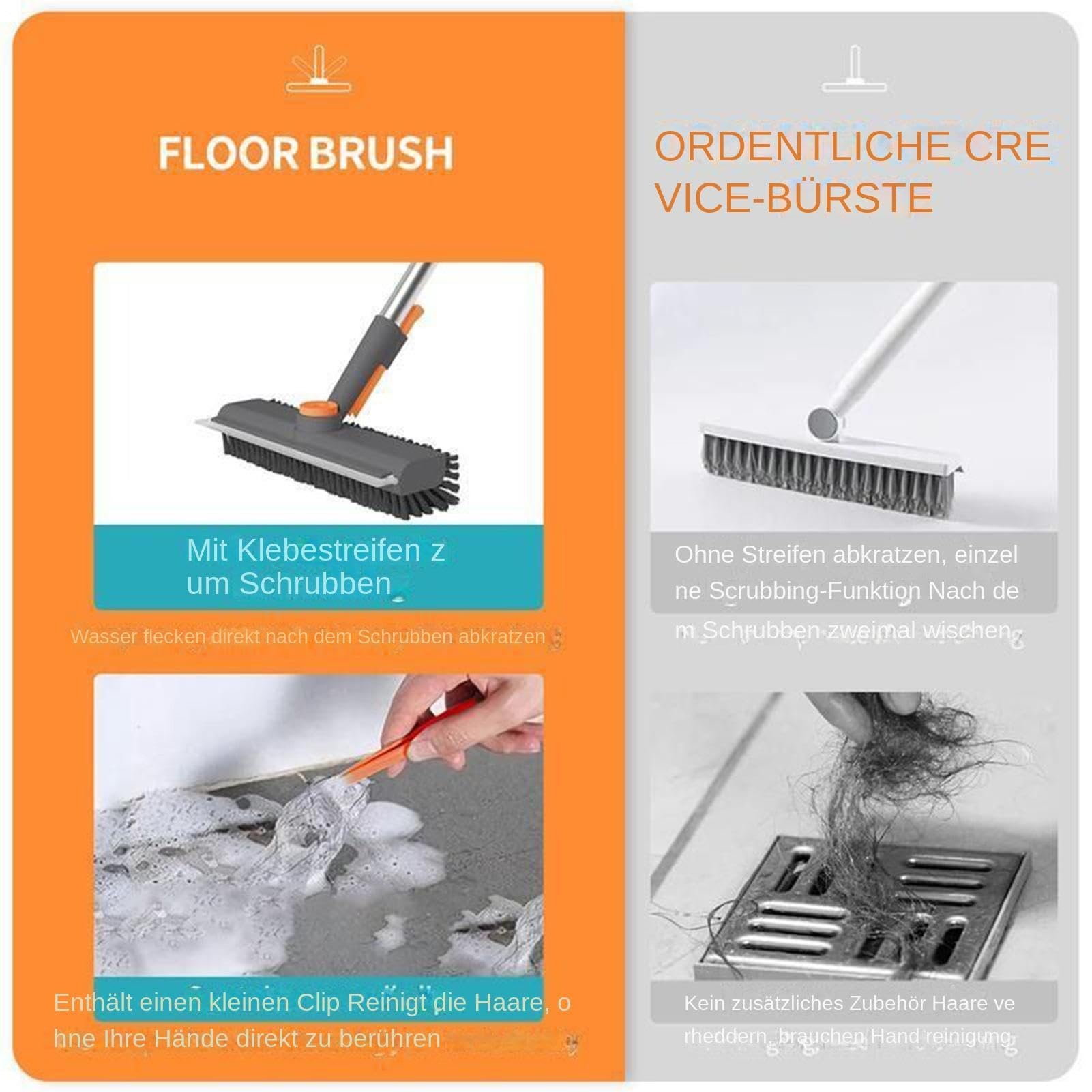 Brosse à récurer pour sol – Brosse à récurer multifonction réglable avec