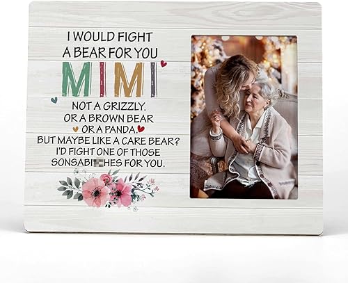 FONDCANYON Marco de fotos Mimi con texto en inglés "I Would Fight A Bear For You", marcos de fotos de la abuela Mimi, regalo de Mimi para abuela, disponible en Yaxa Colombia