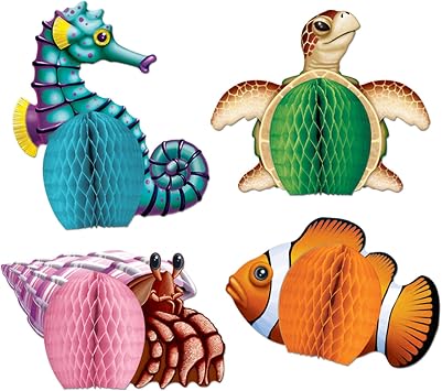 Sea Creatures Mini Centerpieces 5.5-Inch 4-Pcs