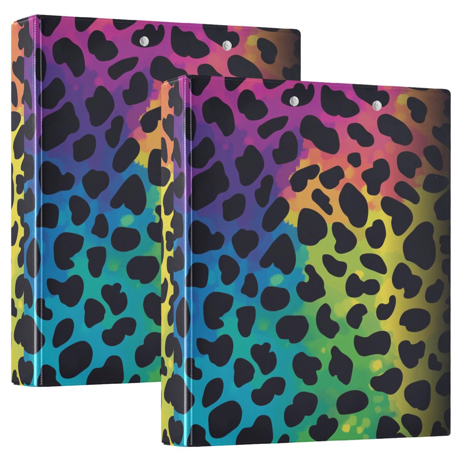 Raccoglitori da un pollice e mezzo alla moda con stampa leopardata arcobaleno