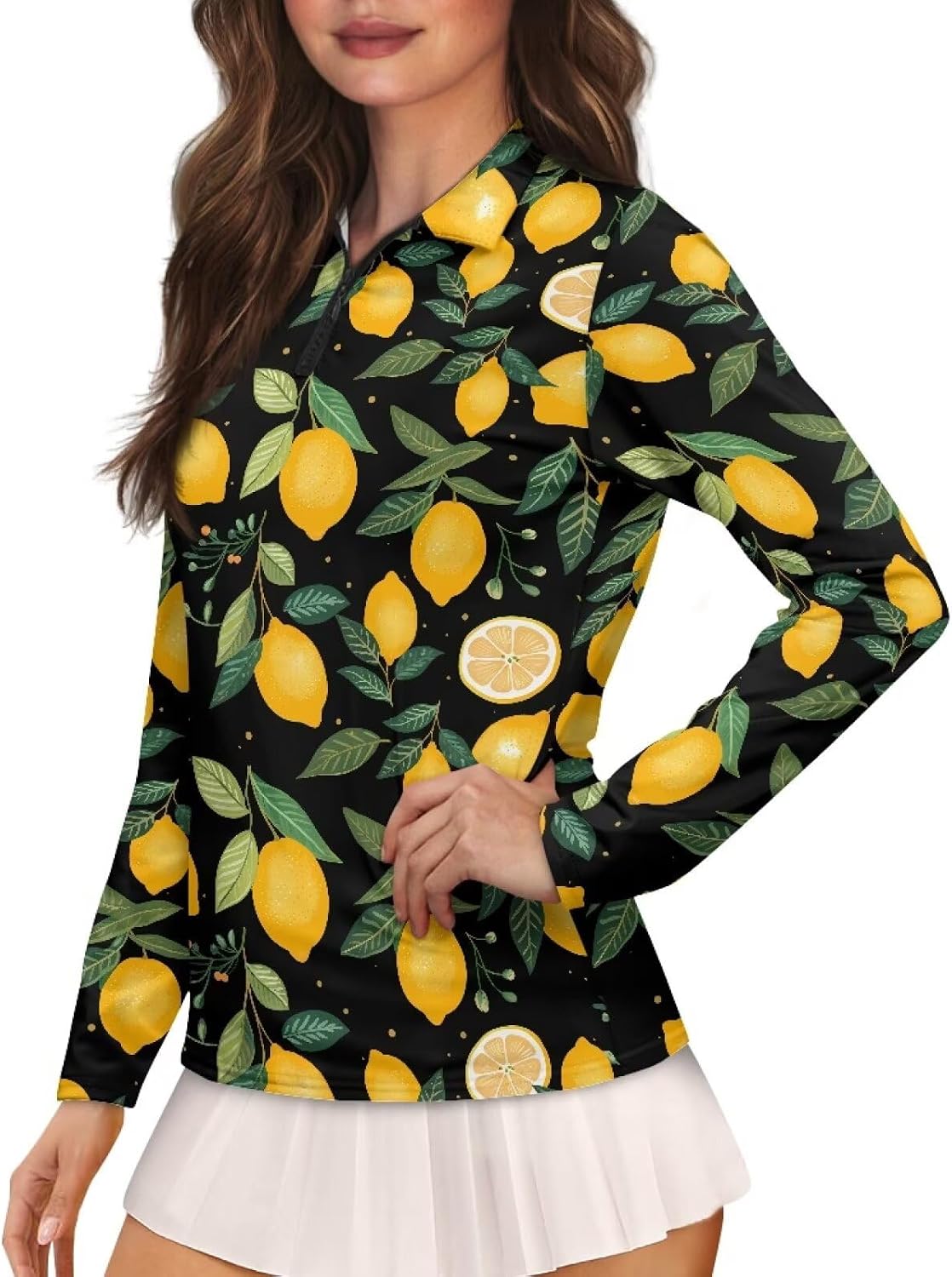 Women's Tennis Golf Shirt Long Sleeved Top Sun Protection Sport Activewear V-Neck Quick Dry Workout Athletic Shirts
