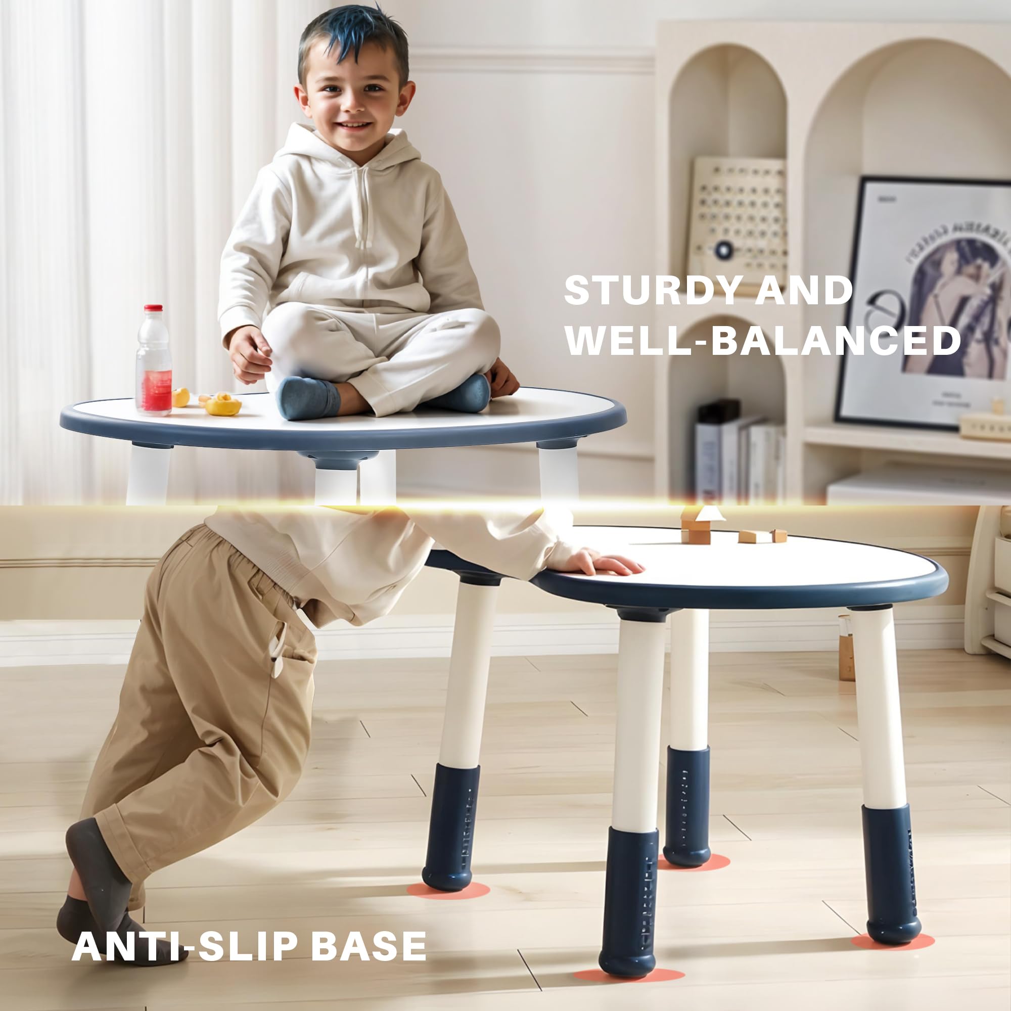 BAYBEE Study Table for Kids with Chair,Multi-Functional Adjustable Study Table with Anti-Slip Base, Drawing Board, Safe Rounded Corners & Easy Plug-and-Play Installation (Blue) 4