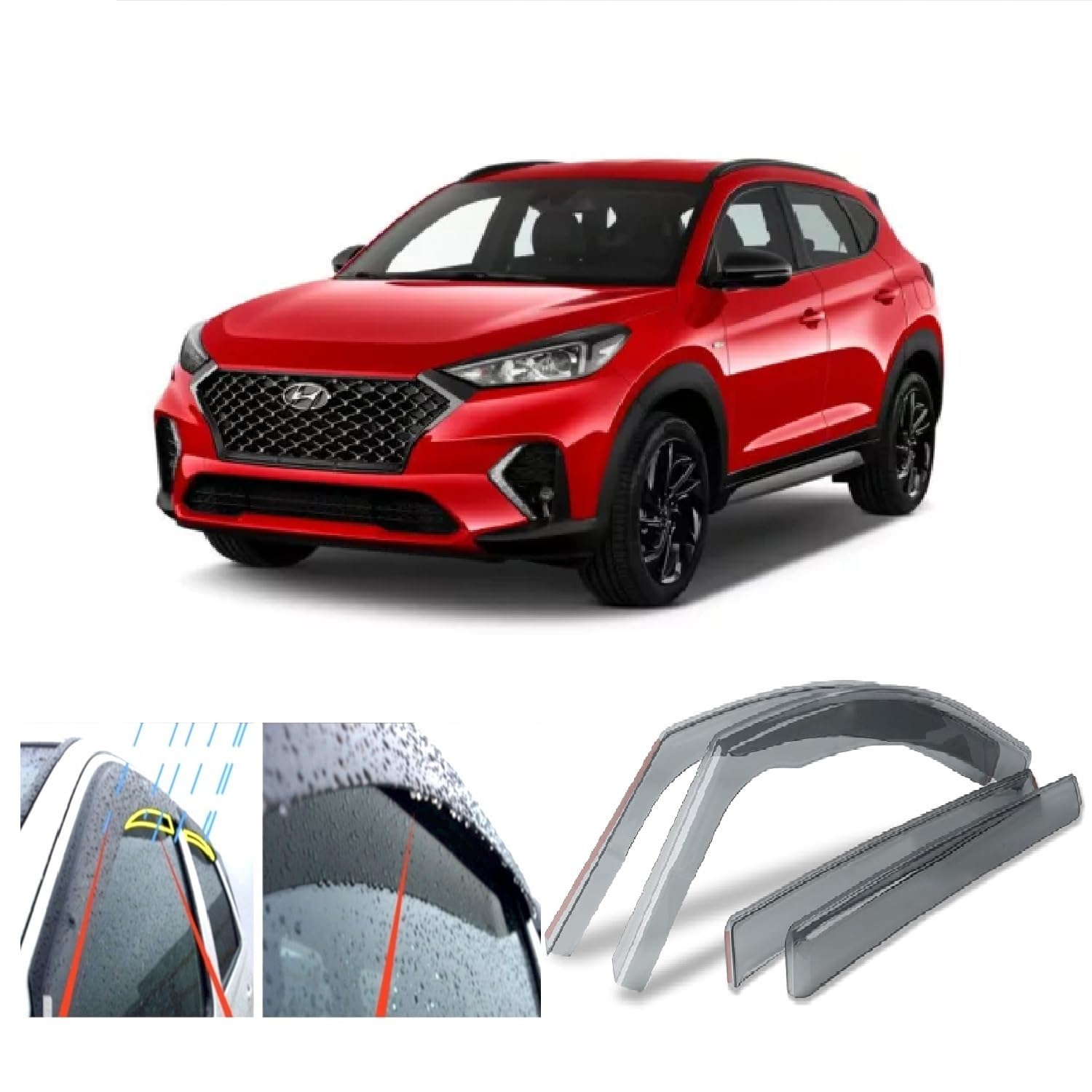 4 deflectores de viento para Hyundai Tucson / ix35 (TL) 2015 2016 2017 2018 2019 2020