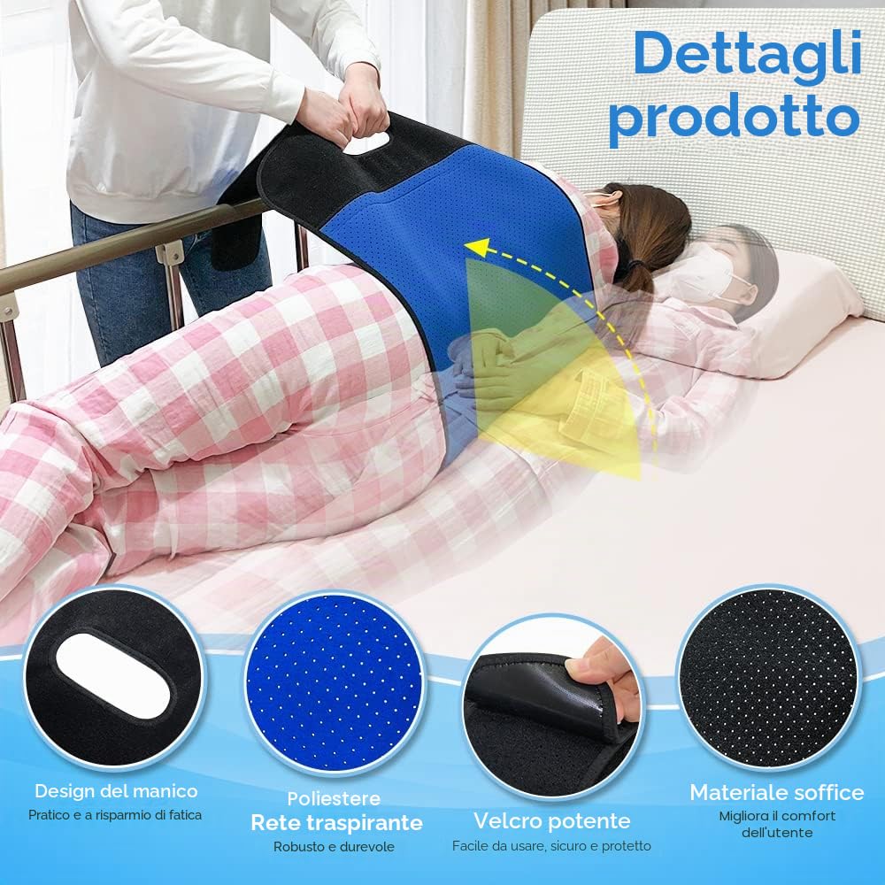Cintura per dispositivo di tornitura per pazienti per binari del letto Anziani Adulti Sicurezza Letti d'ospedale per uso domestico Cinghie di trasferimento per il sollevamento Anziani