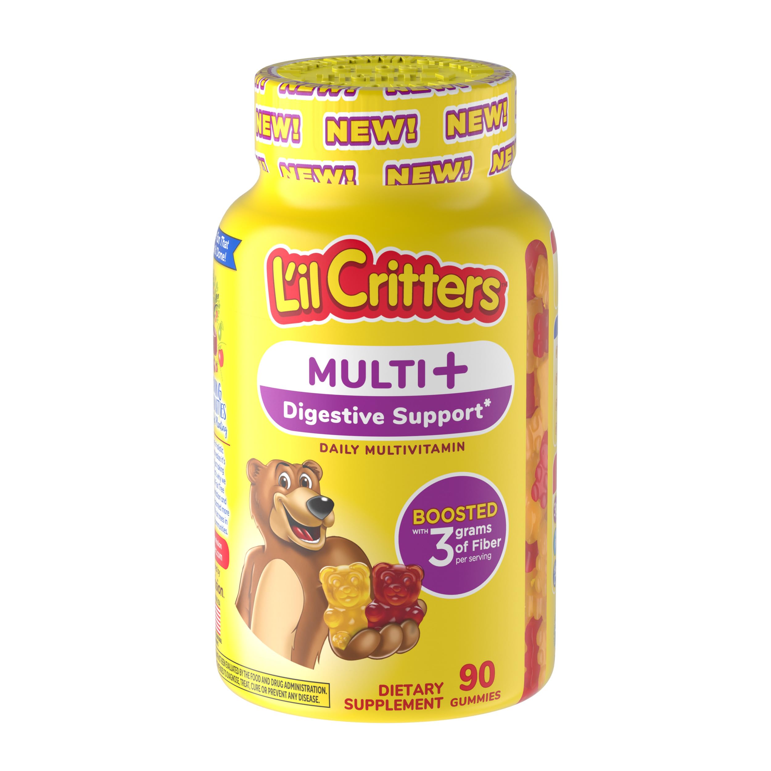 L'il Critters Multi Plus Digestion Gummy Daily Multi Vitamin for Kids, Digestive Support Support, 90 Gummies