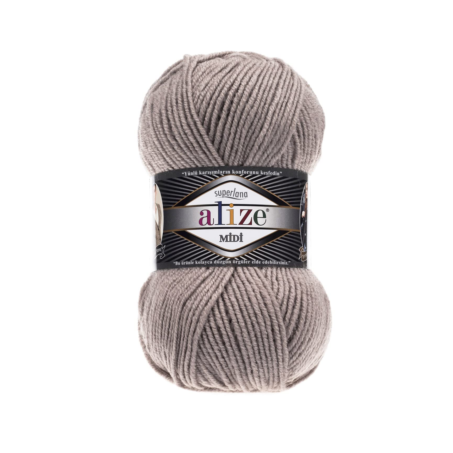 AlizeSuperLana Midi 25% Wool 75% Acrylic Each Skein 100 g 170 m, Lot of 4 Skeins - 541 Mink