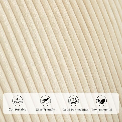 Miniatura 4 de Softalker Juego de 4 fundas de almohada decorativas de 18 x 18 pulgadas, de pana suave, a rayas sólidas, decoración moderna, fundas decorativas para