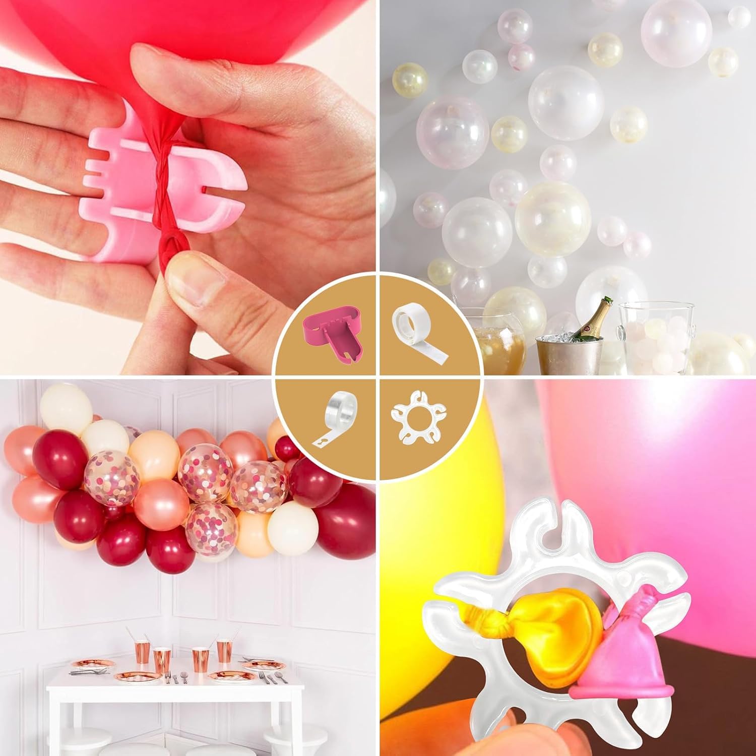 Set di arco per palloncini, 2,2 m, arco per palloncini in oro, con piede, arco per palloncini in metallo, per compleanno, matrimonio, laurea, decorazione